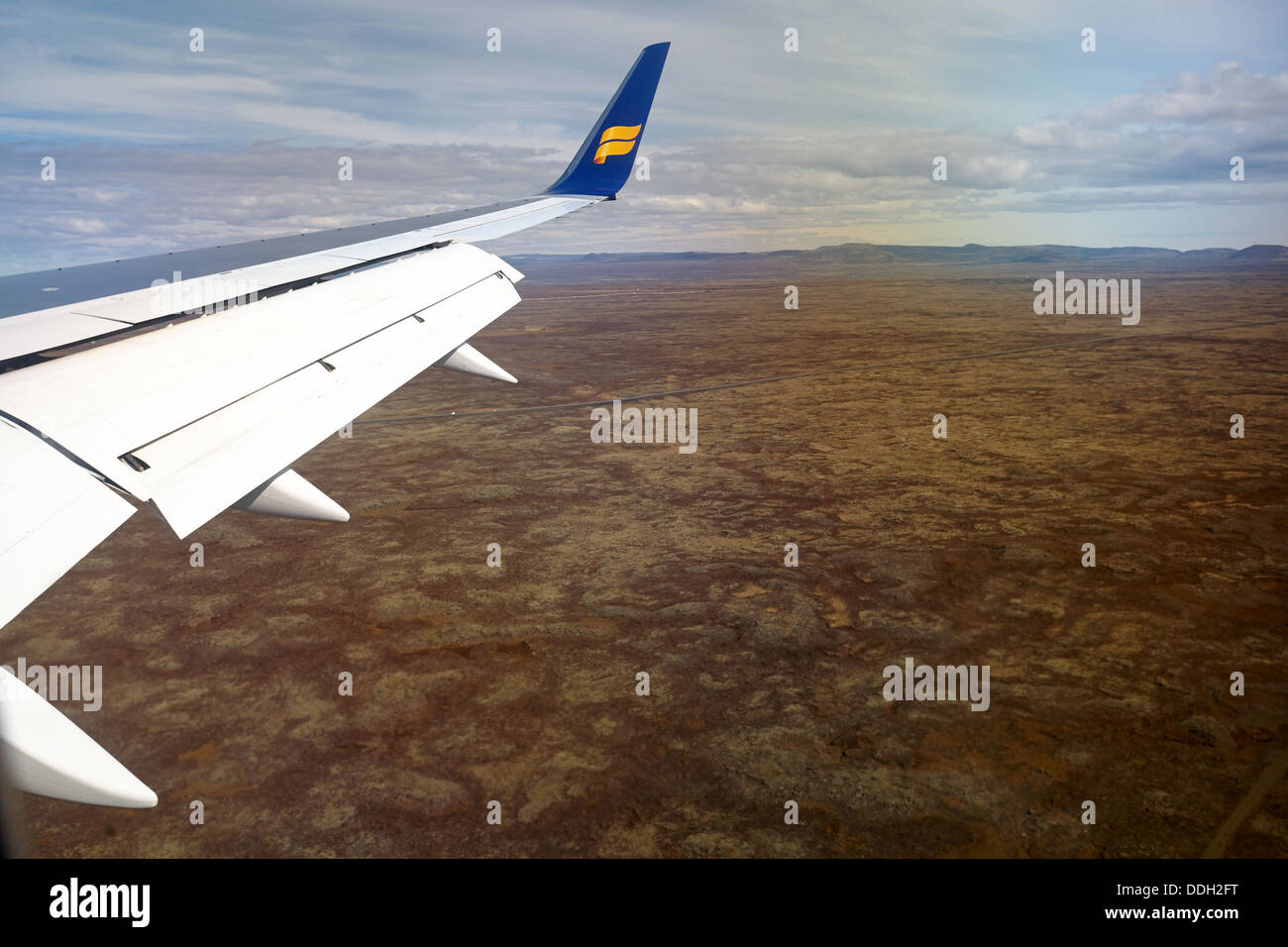 Icelandair Flügel, Keflavik, Island Stockfoto