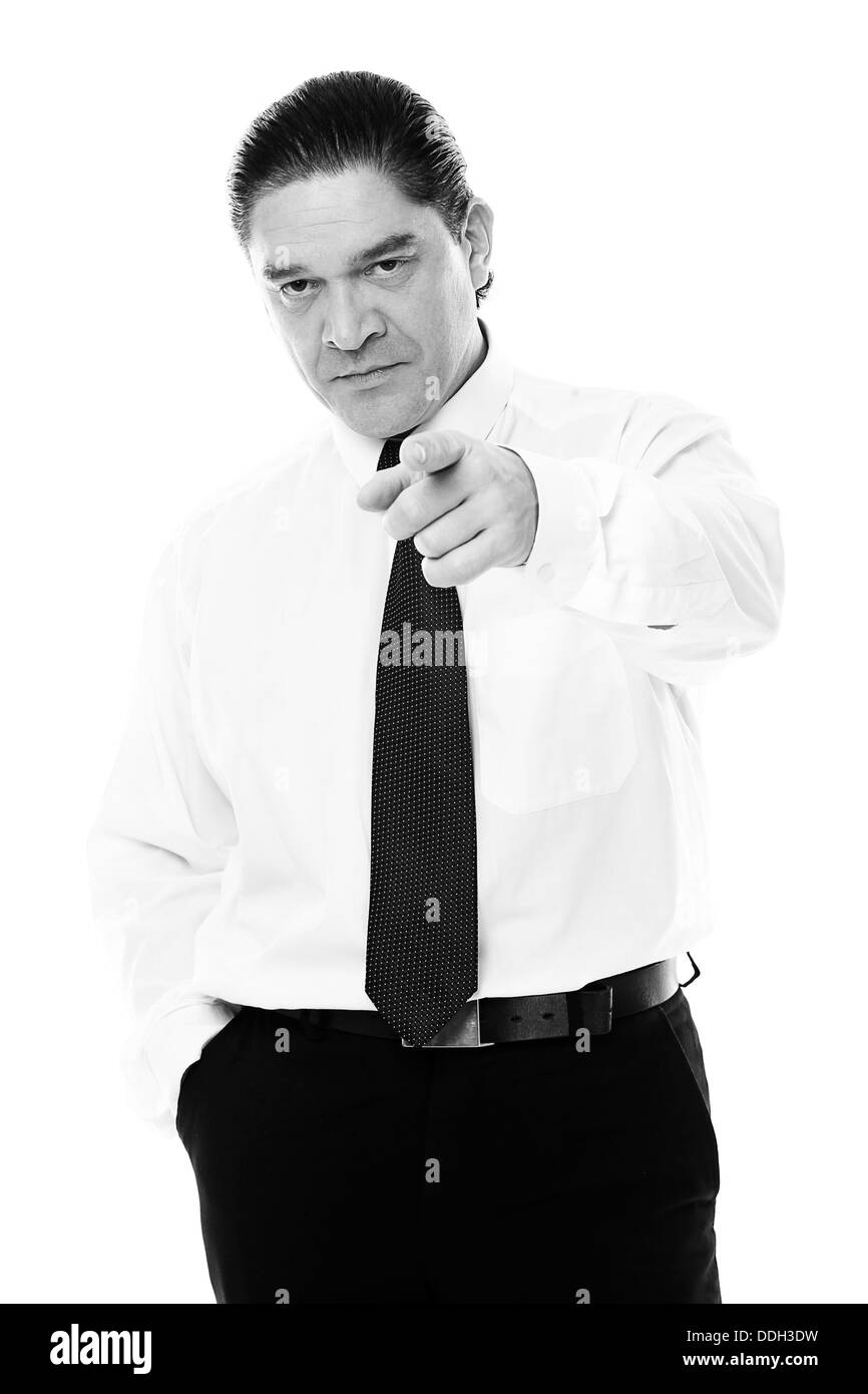 Ernsthafte Mitte Alter Geschäftsmann auf Sie gerichtet Stockfoto