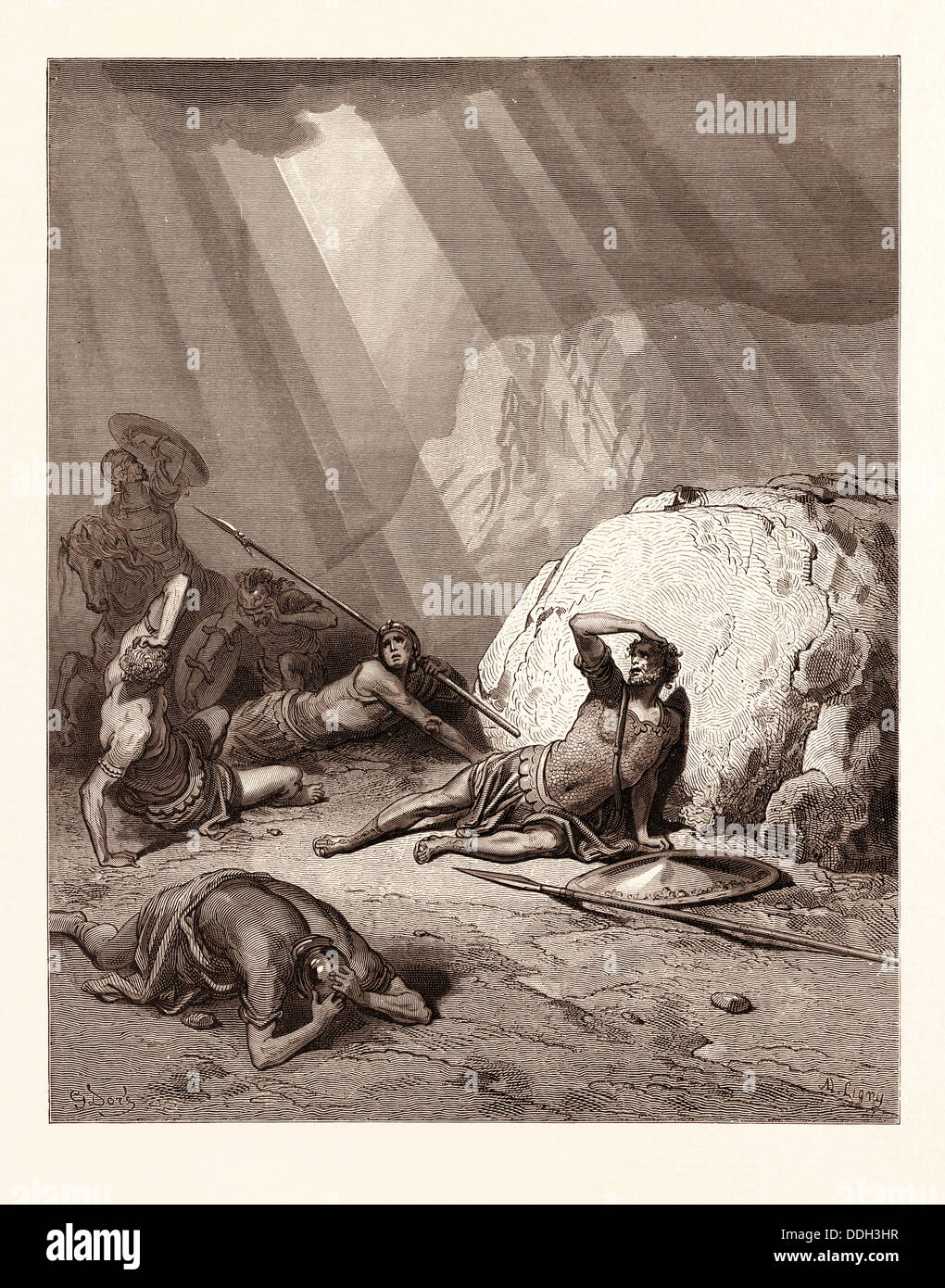 DIE Bekehrung des Heiligen Paulus in Apostelgeschichte 9:1-6 von GUSTAVE DORÉ, gestochen von Ligny. 1866. Dore, 1832-1883, Französisch. Kunst, Künstler Stockfoto