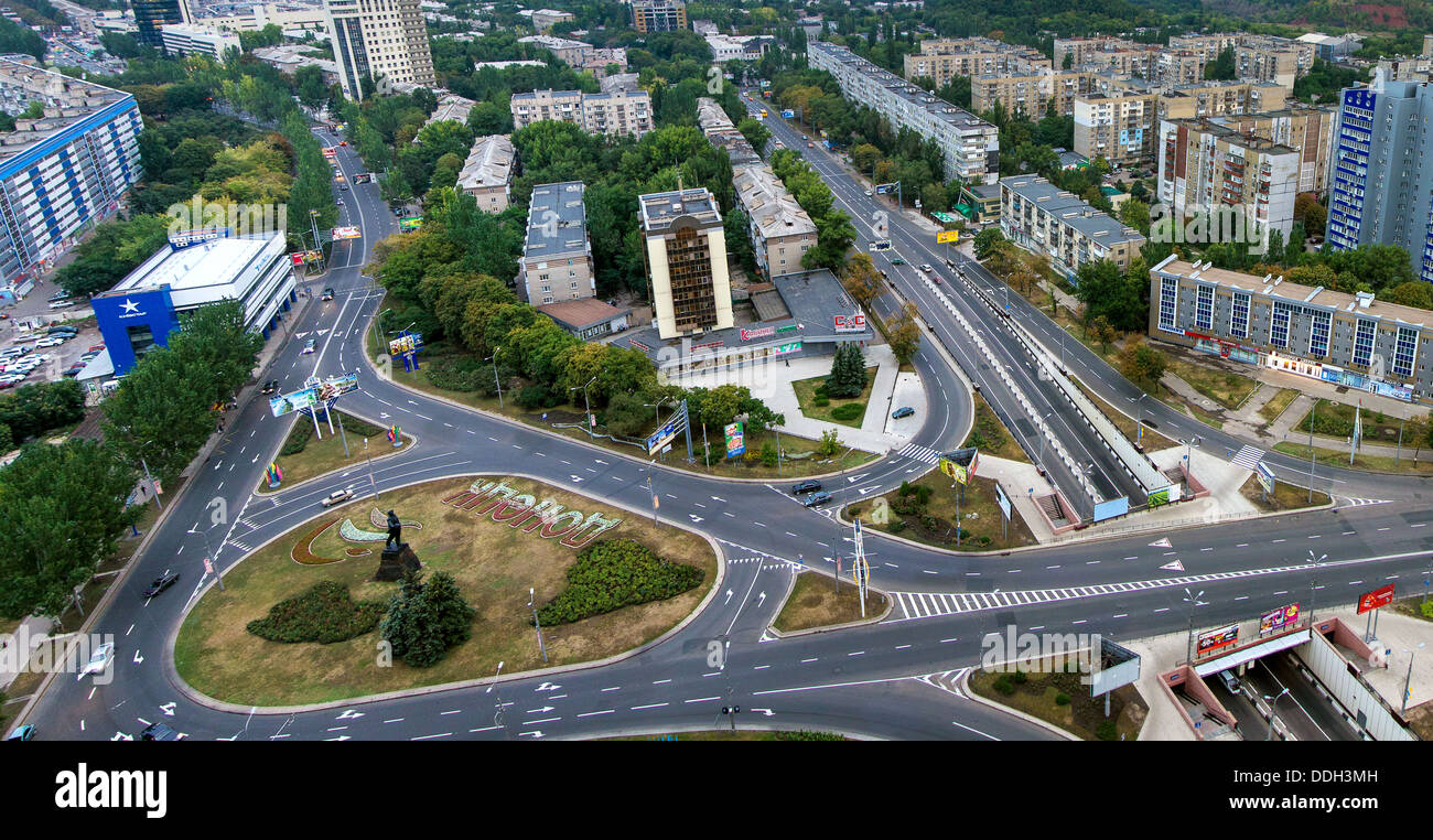 Vogelperspektive der Stadt Donezk Stockfoto