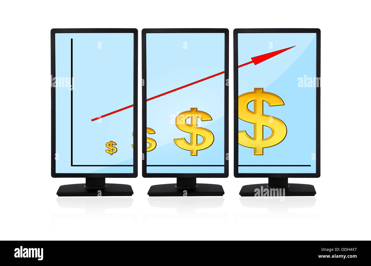 Dollar-Diagramm auf dem Bildschirm Stockfoto