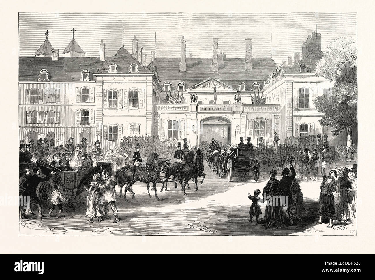 FRANCO-PREUSSISCHER Krieg: Ankunft von Kaiser NAPOLEON III. und Prinz IMPERIAL AT METZ, 28. Juli 1870 Stockfoto