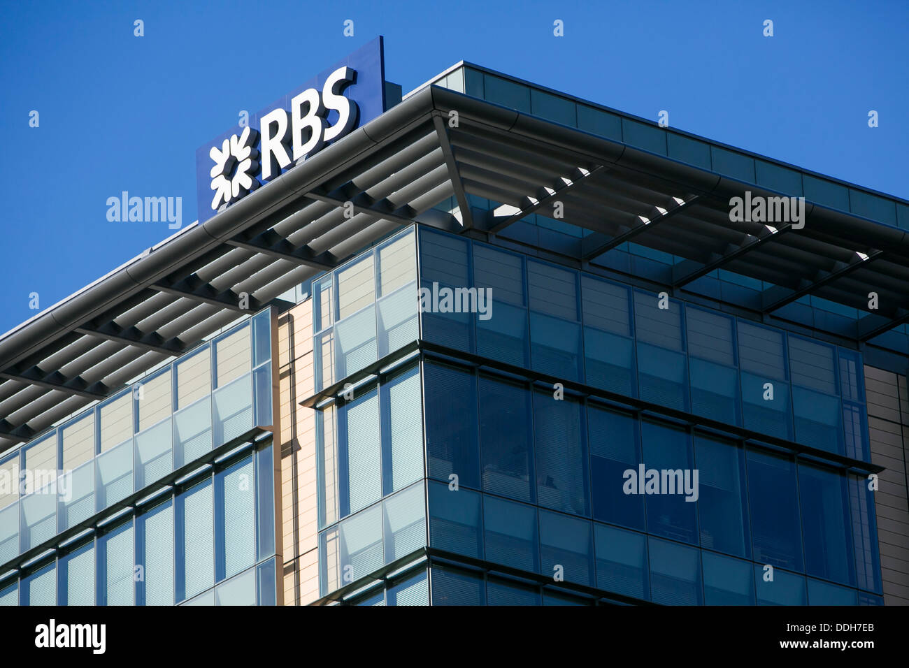 Ein Bürogebäude von Royal Bank of Scotland (RBS) besetzt. Stockfoto