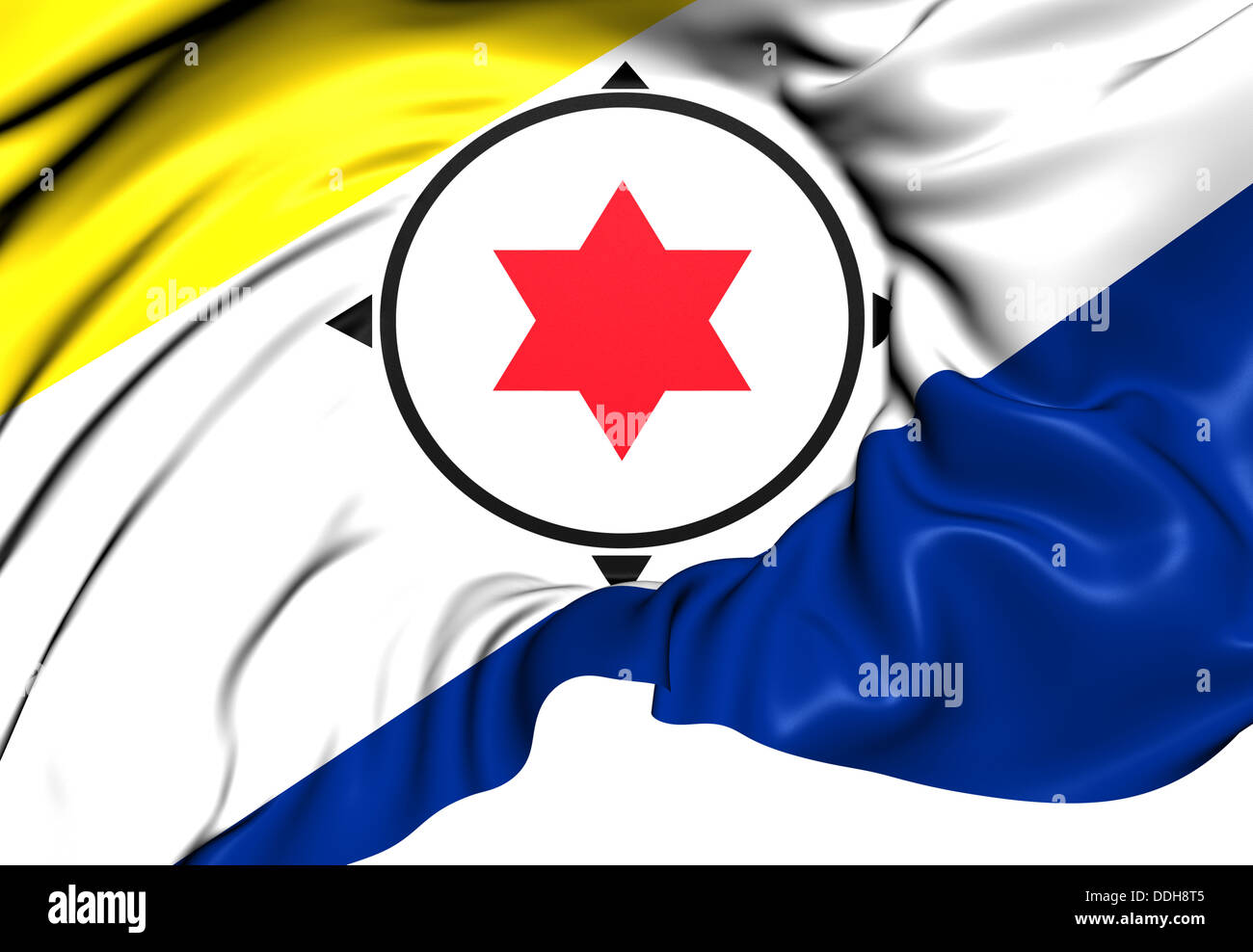 Flagge von Bonaire. Hautnah. Stockfoto