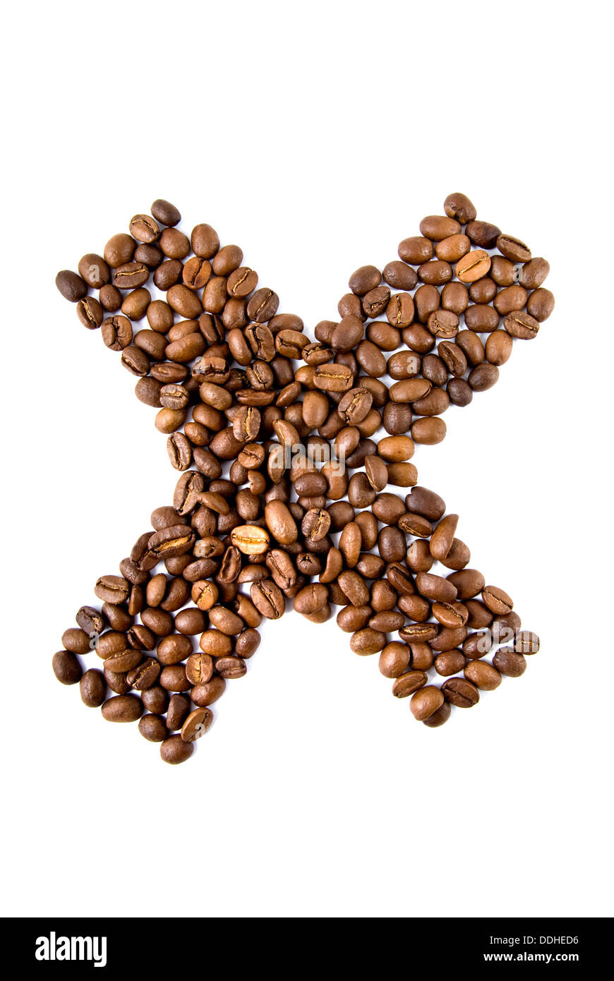 Kaffee-Brief isoliert auf weiss Stockfoto