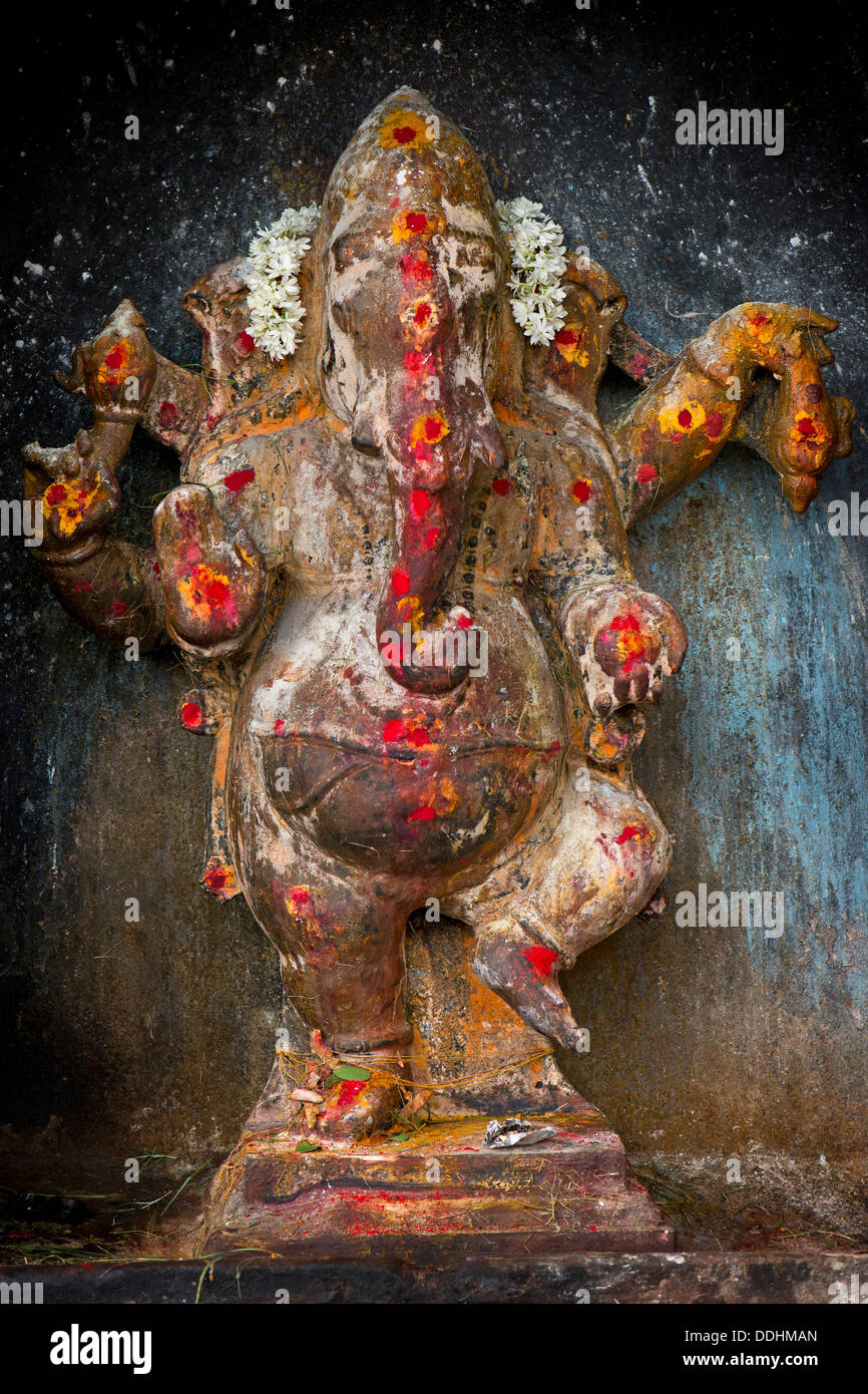 Hindu-Gott Ganesha oder Ganpati, der elefantenköpfige Gott, Meenakshi Amman Tempel oder Sri Meenakshi Sundareswarar Tempel Stockfoto
