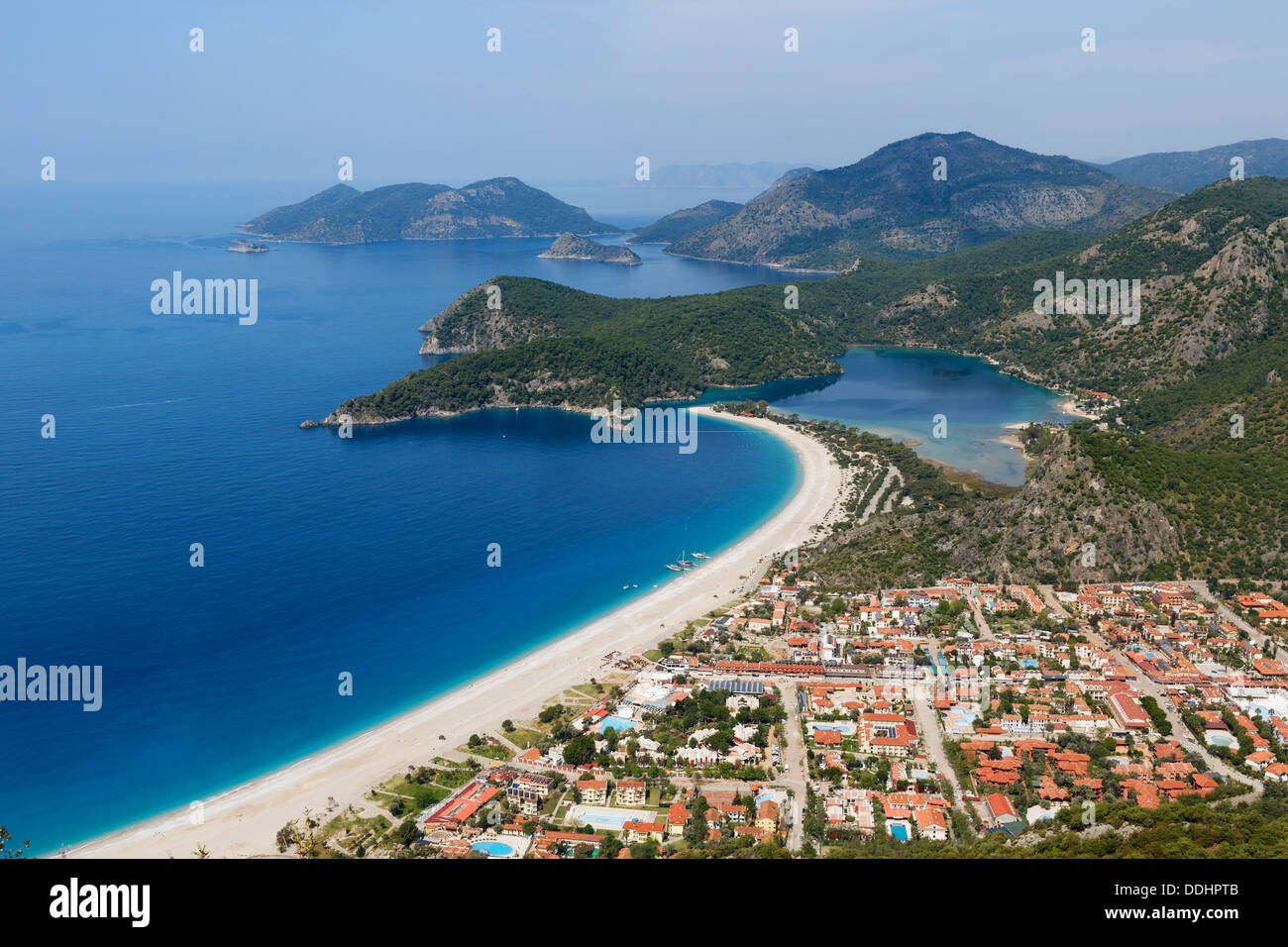 Ölüdeniz, Blick vom Lykischen Weg, Lykische Küste, Ölüdeniz, Provinz Muğla, Ägäis, Türkei Stockfoto
