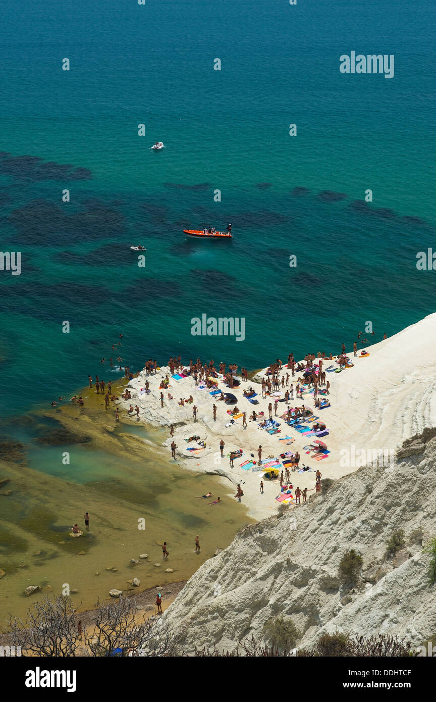 Küste mit den Klippen von Scala dei Turchi Stockfoto