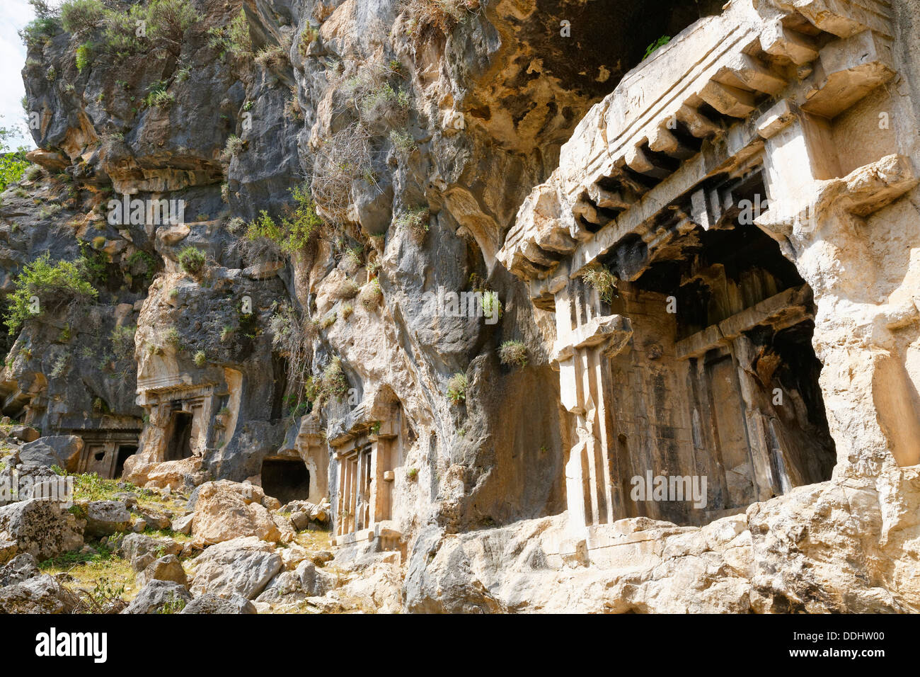 Antike Stadt Pinara, Felsengräber, königliche Grabstätte Stockfoto