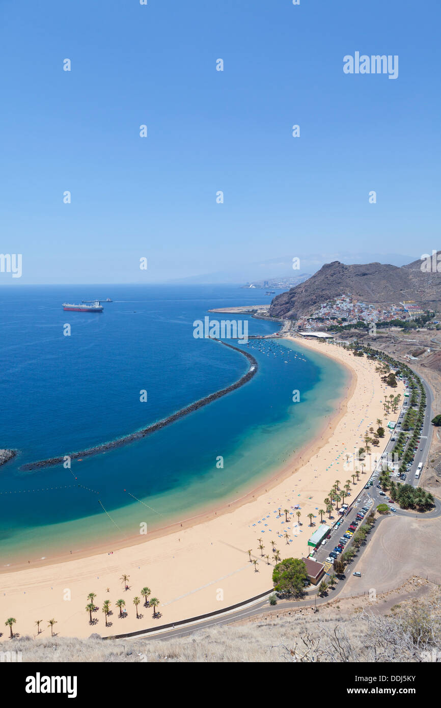 Spanien, Ansicht von Playa de Las Teresitas Strand Stockfoto