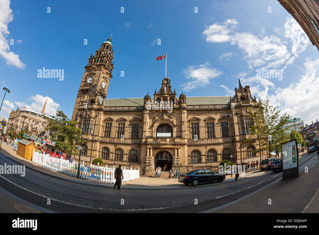 Sheffield Rathaus, fisheye-Objektiv Stockfoto