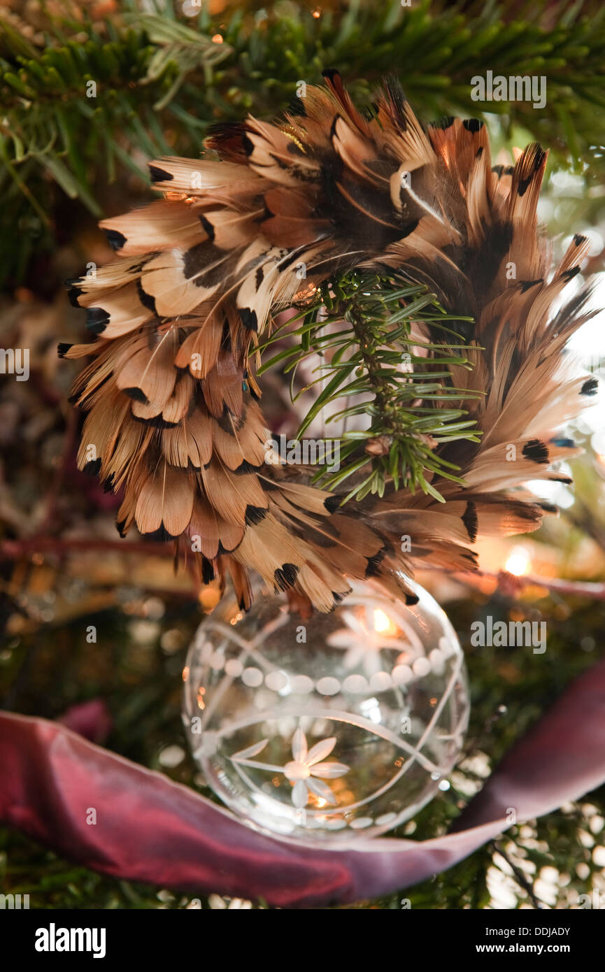 Fasan Feder Weihnachtskranz Stockfoto