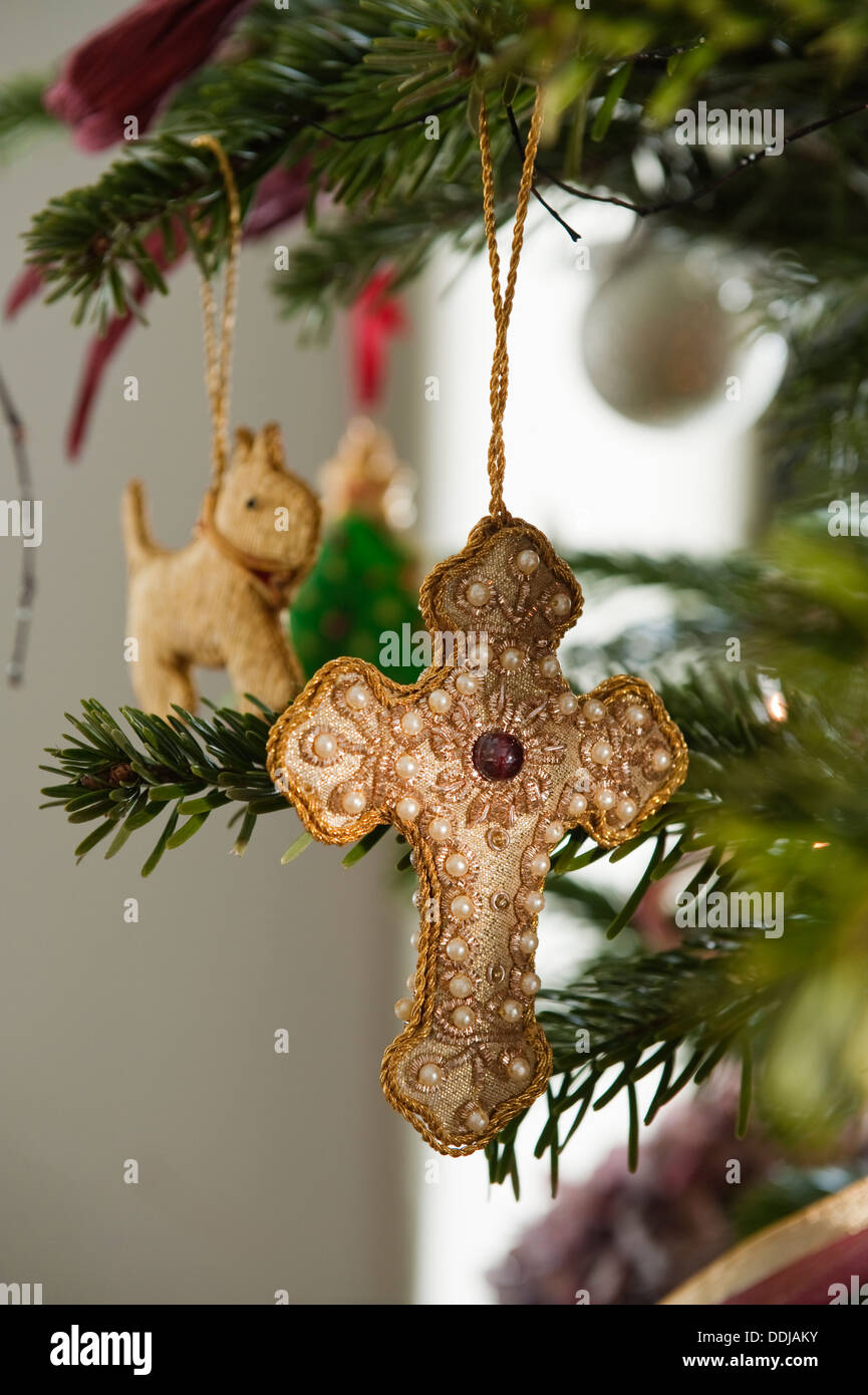 Gold Kreuz Weihnachtsdekoration Stockfoto