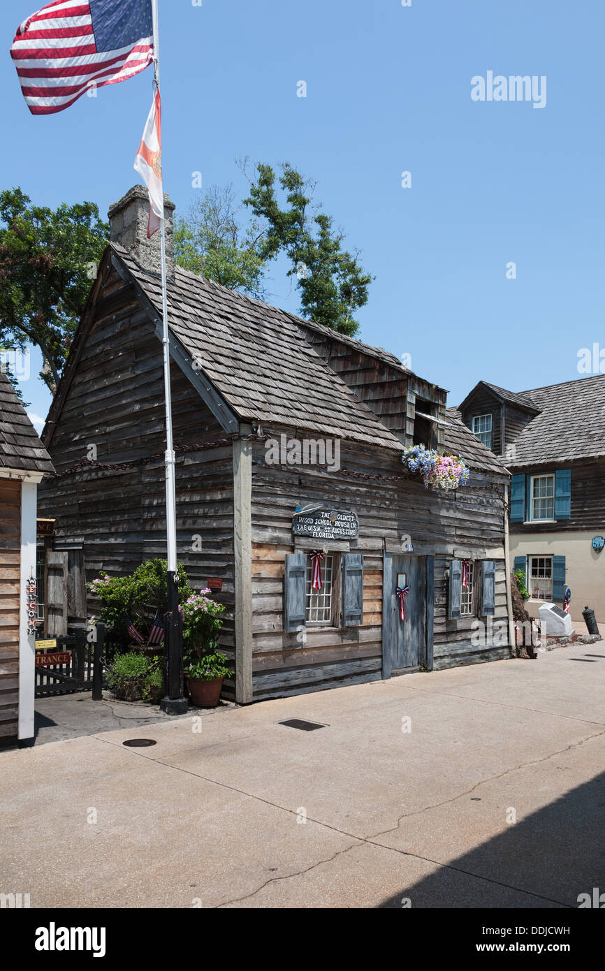 Älteste Holz Schulhaus in den USA im historischen St. Augustine, Florida Stockfoto