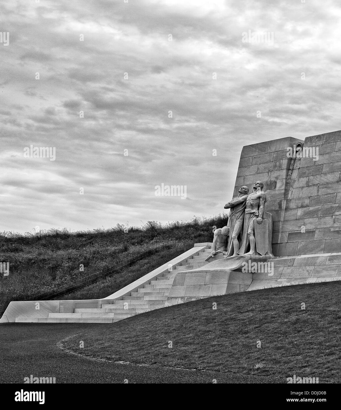 Steinskulptur an Vimy Ridge, Kanadisch, Kriegerdenkmal, Frankreich Stockfoto