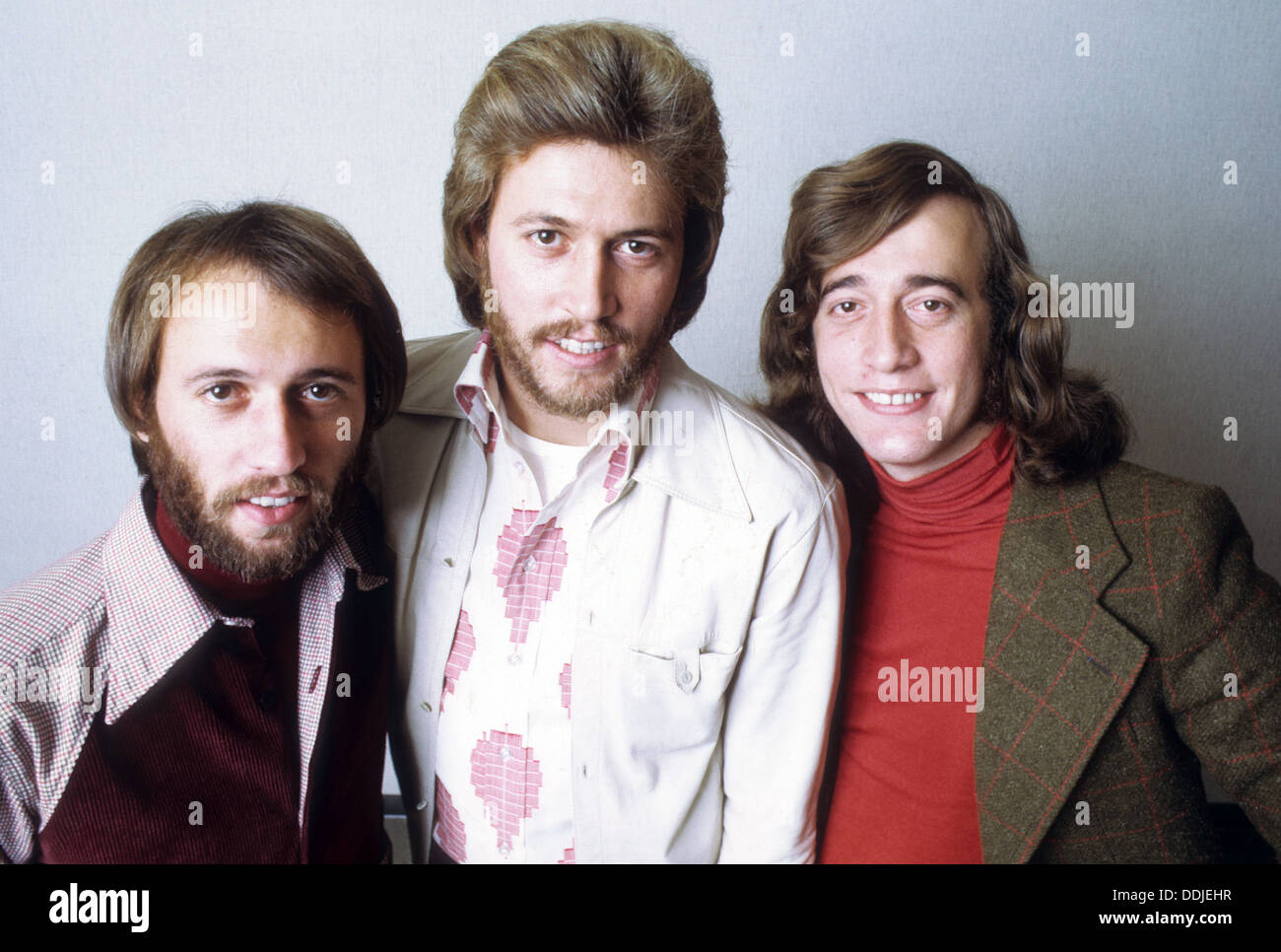 BEE GEES-pop-Gruppe über 1971. Von links: Maurice, Barry und Robin Gibb Stockfoto