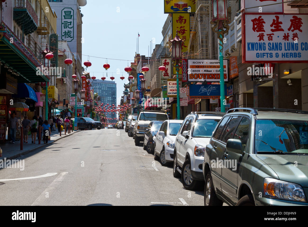 Chinatown Straßenszene.  Grant Street in San Francisco. Stockfoto
