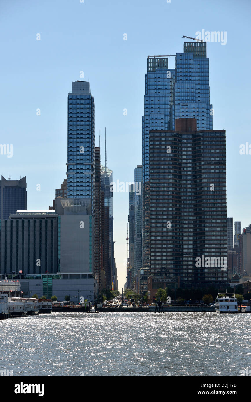 Blick ins West 42nd Street vom Hudson River, Manhattan, New York City, New York, USA Stockfoto