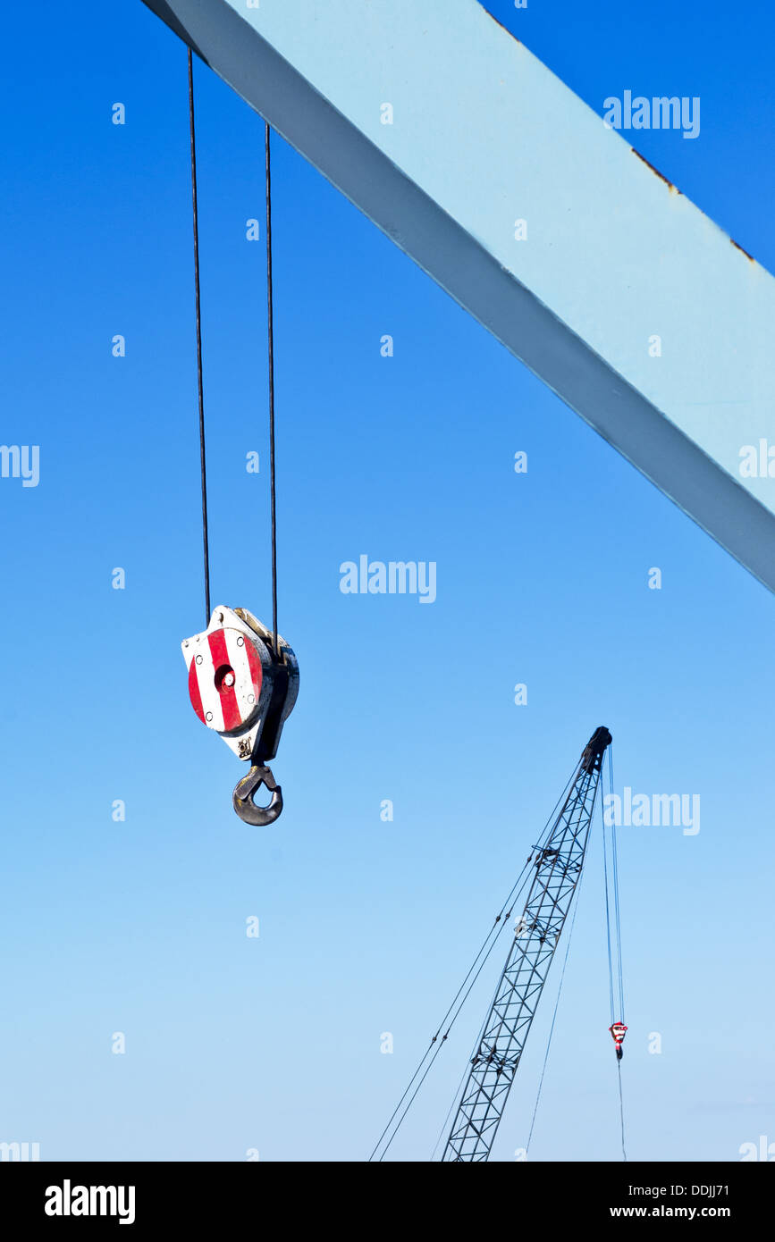 Bau Kranhaken, Industriemaschinen Detail. Stockfoto