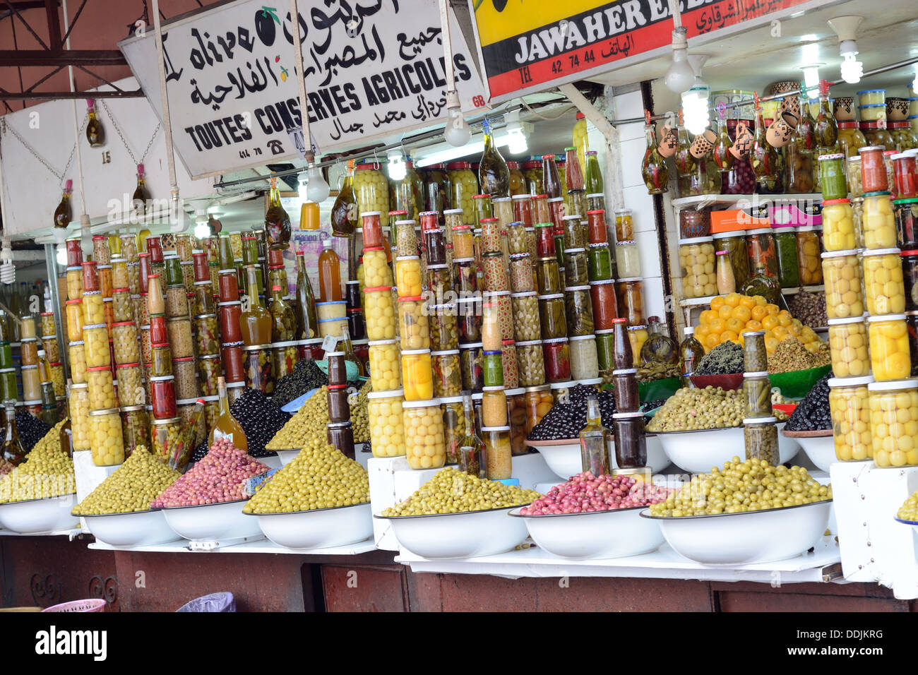 Souk Marktstand Marrakesch Marokko Afrika Stockfoto