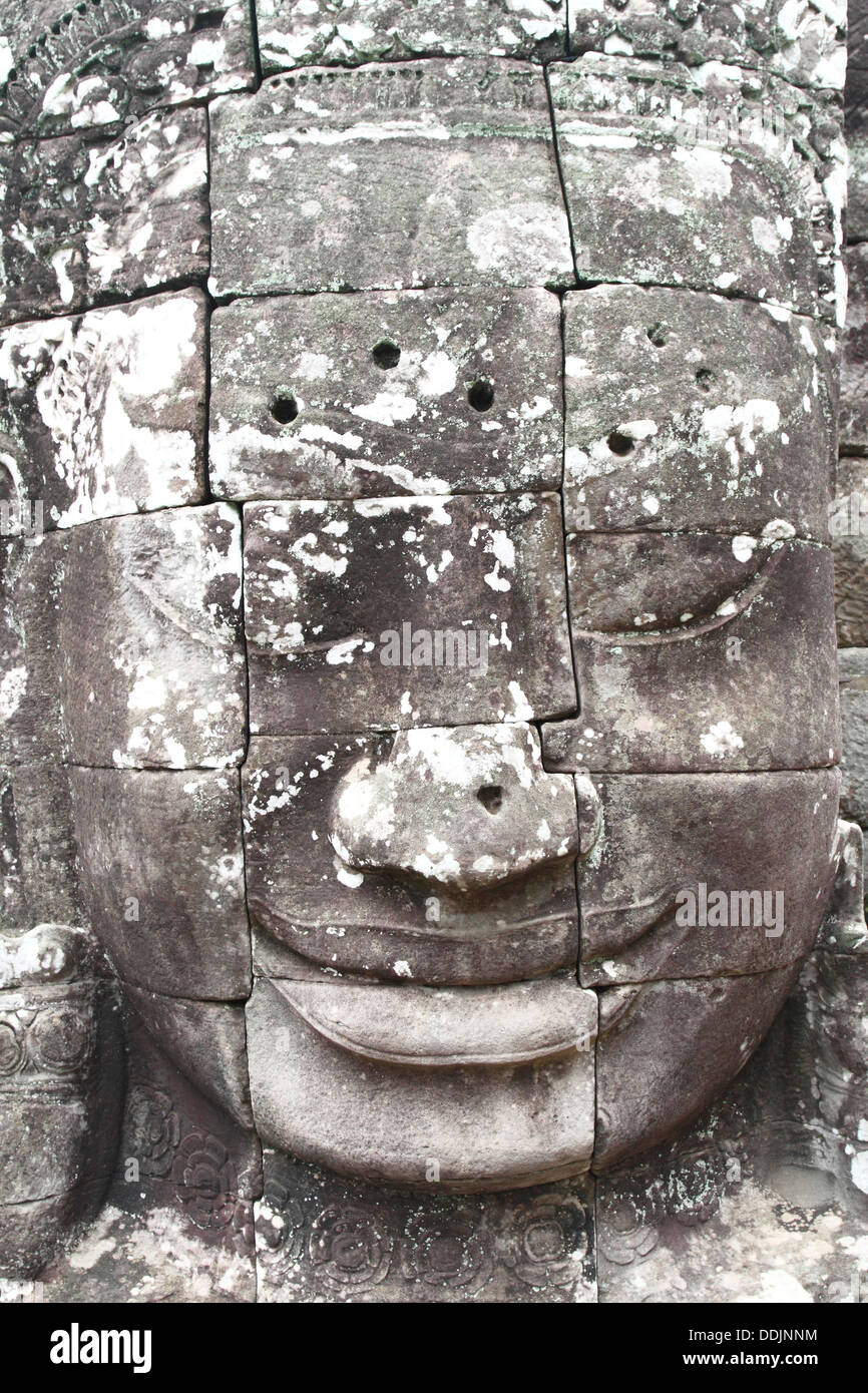 Bayon Tempel, Angkor Thom, Kambodscha. Gesichter auf den antiken Angkor Tempel Bayon dargestellt Stockfoto