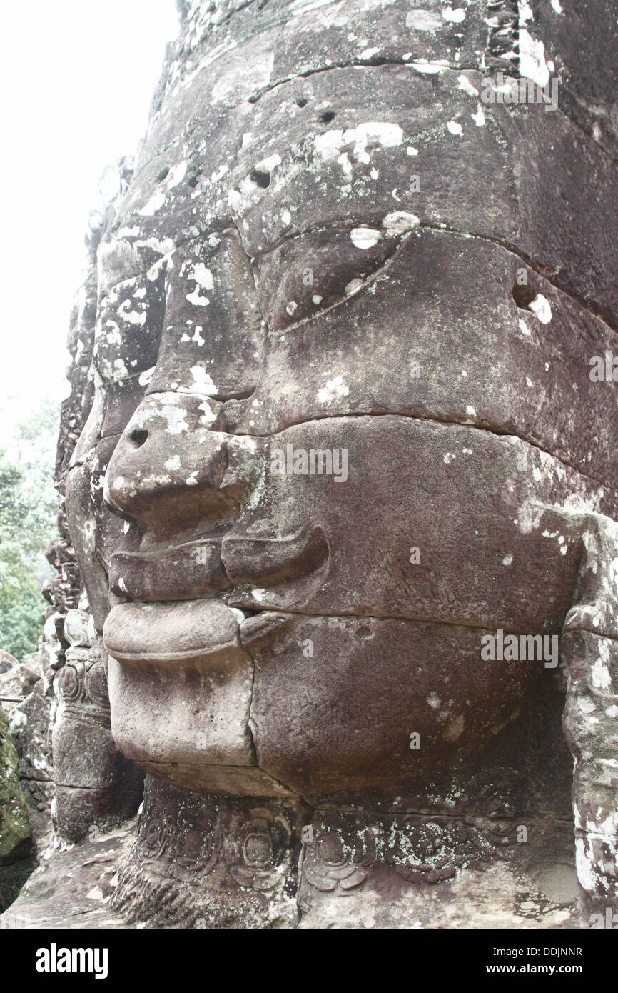 Bayon Tempel, Angkor Thom, Kambodscha. Gesichter auf den antiken Angkor Tempel Bayon dargestellt Stockfoto