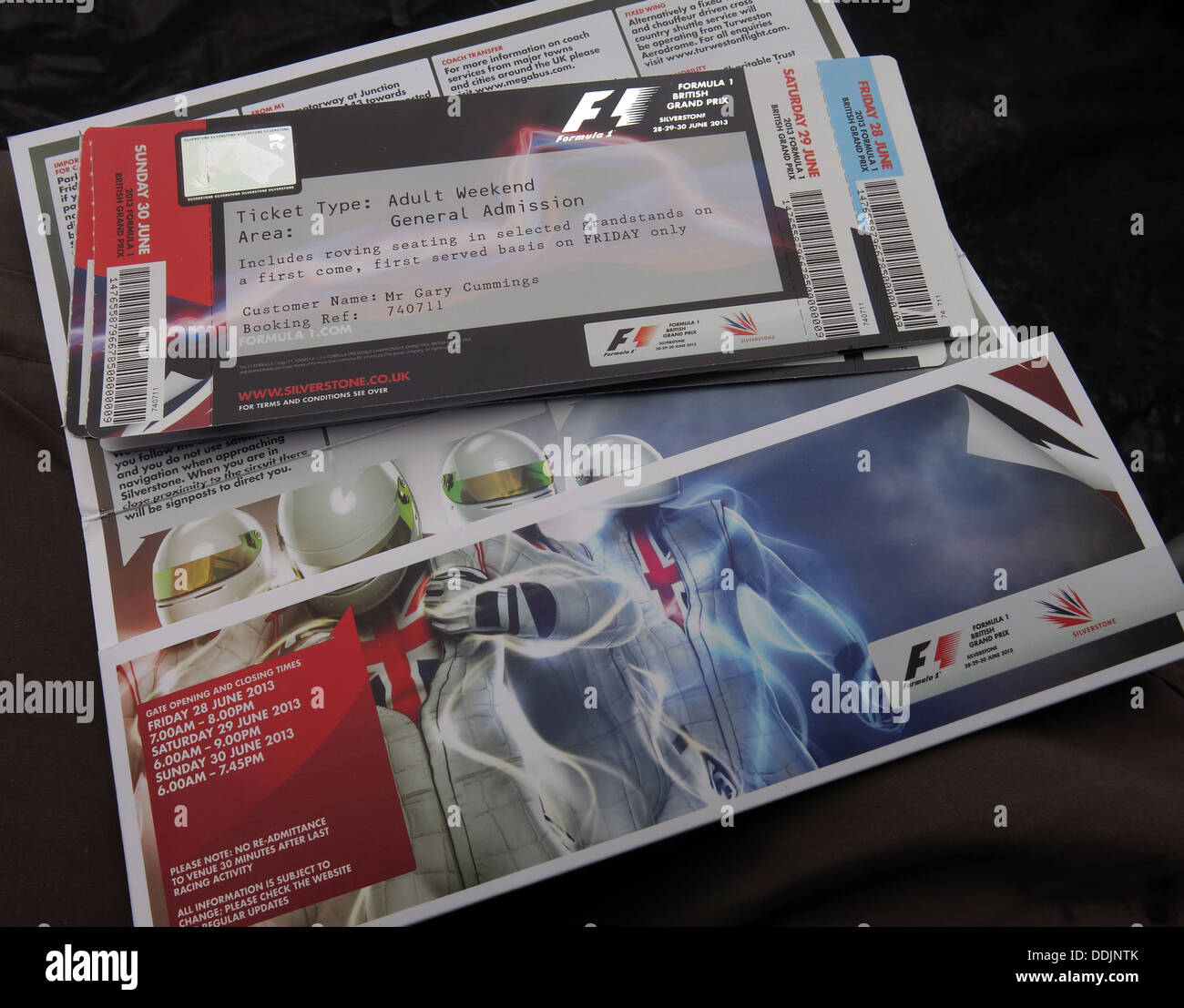British GP FIA Grand Prix F1 Tickets von Silverstone England UK, NN12 8GX · Stockfoto
