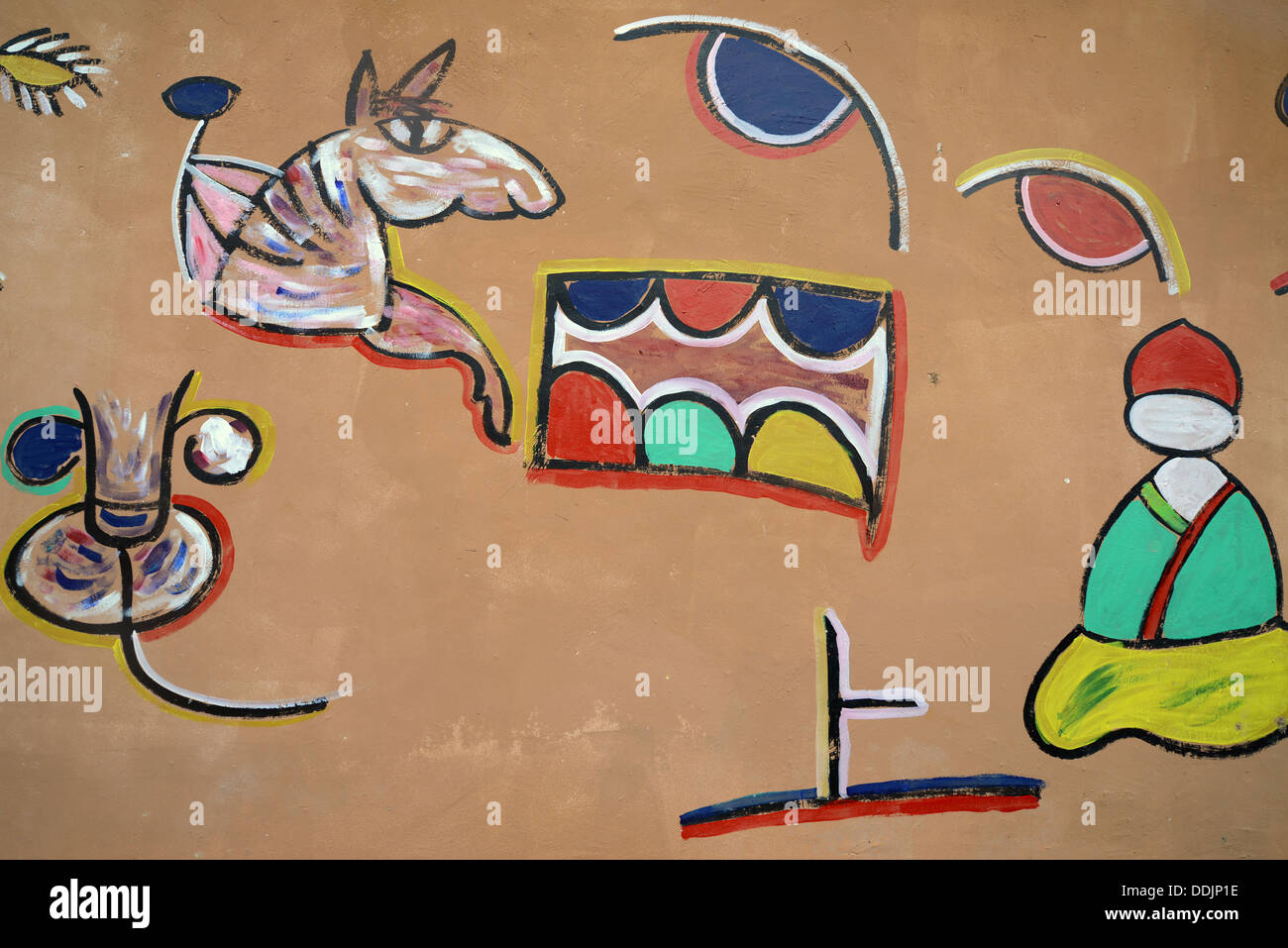 Sprache, die Dongba Hieroglyphen malen Yunnan Lijiang Shuhe Naxi Stamm interessante Reisen China chinesische Kultur tour Asien Asiatische Stockfoto