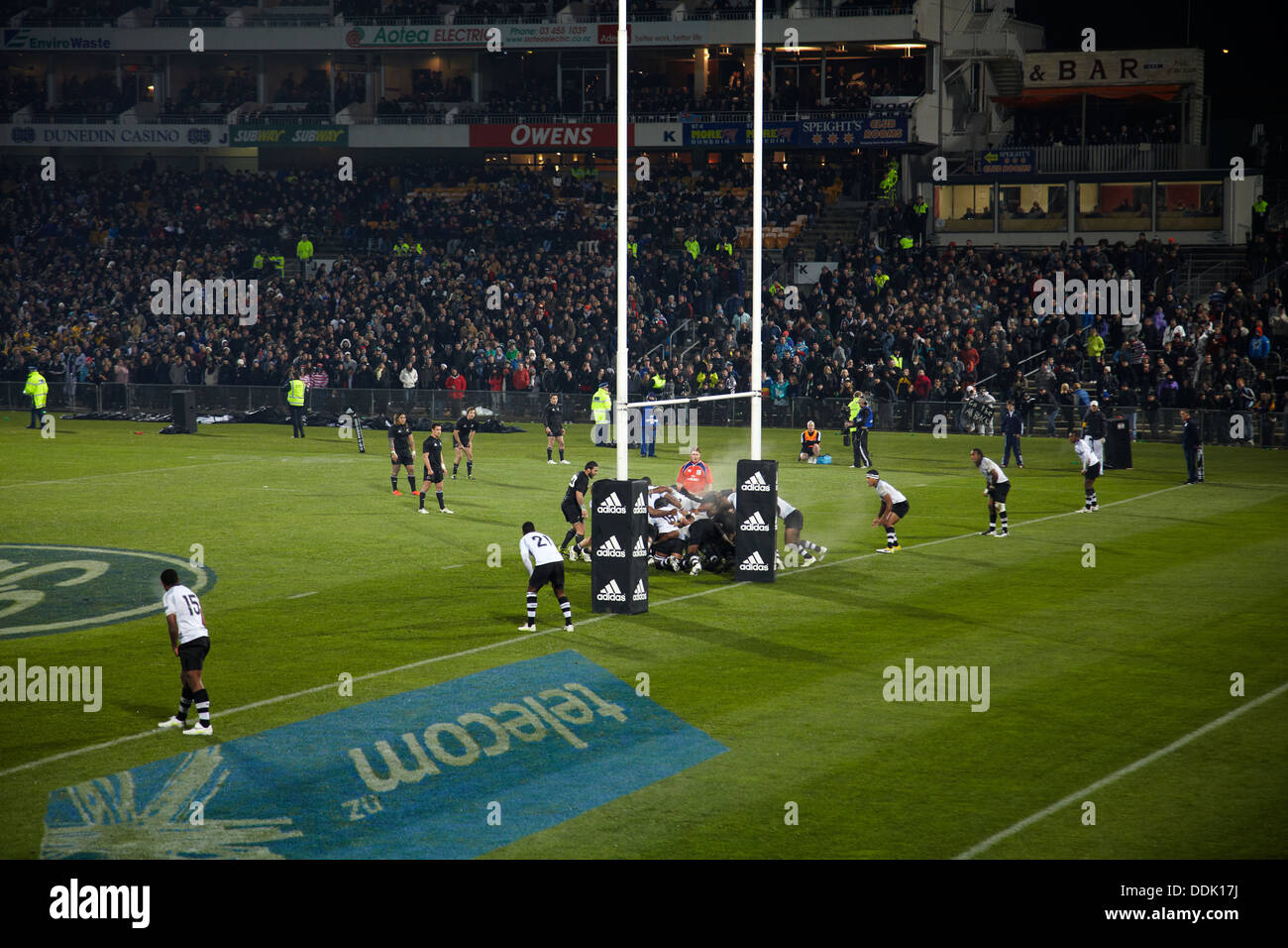 All Blacks Vs Fidschi, historischen Carisbrook-Stadion (2013 abgerissen), Dunedin, Otago, Südinsel, Neuseeland Stockfoto