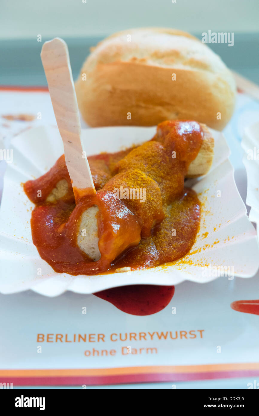 Probe-Verkostung Menü Mittagessen im Currywurst Museum in Berlin Deutschland Stockfoto