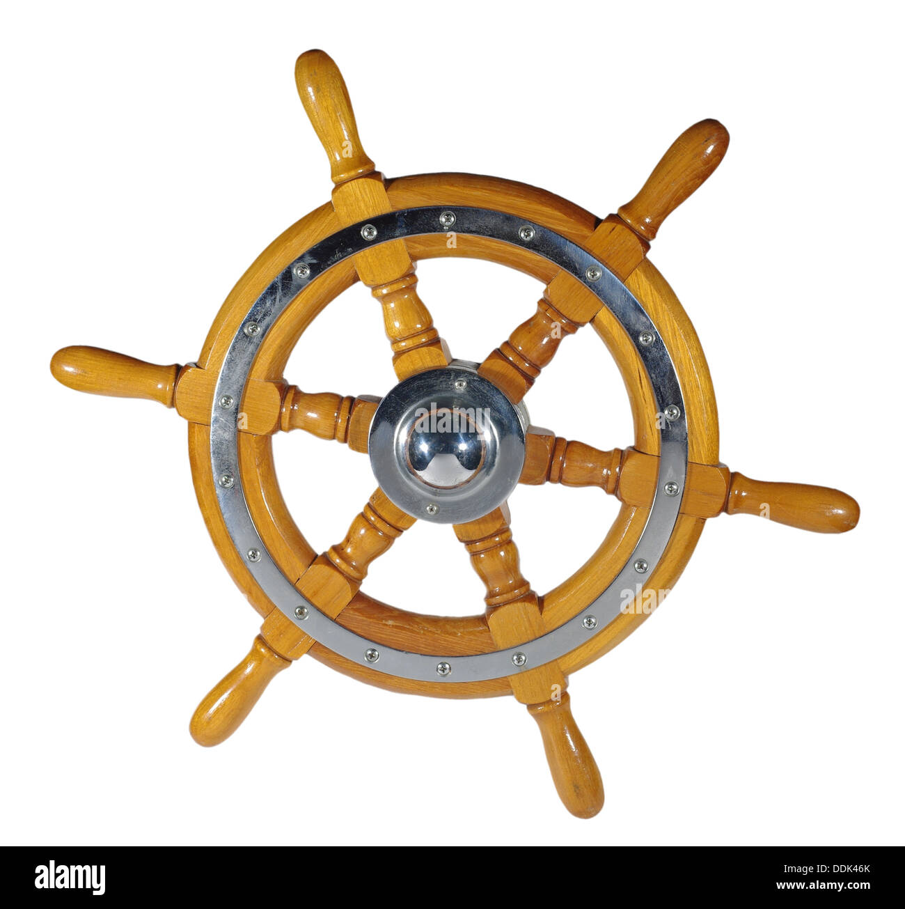 Lenkrad auf weißem Hintergrund Stockfoto