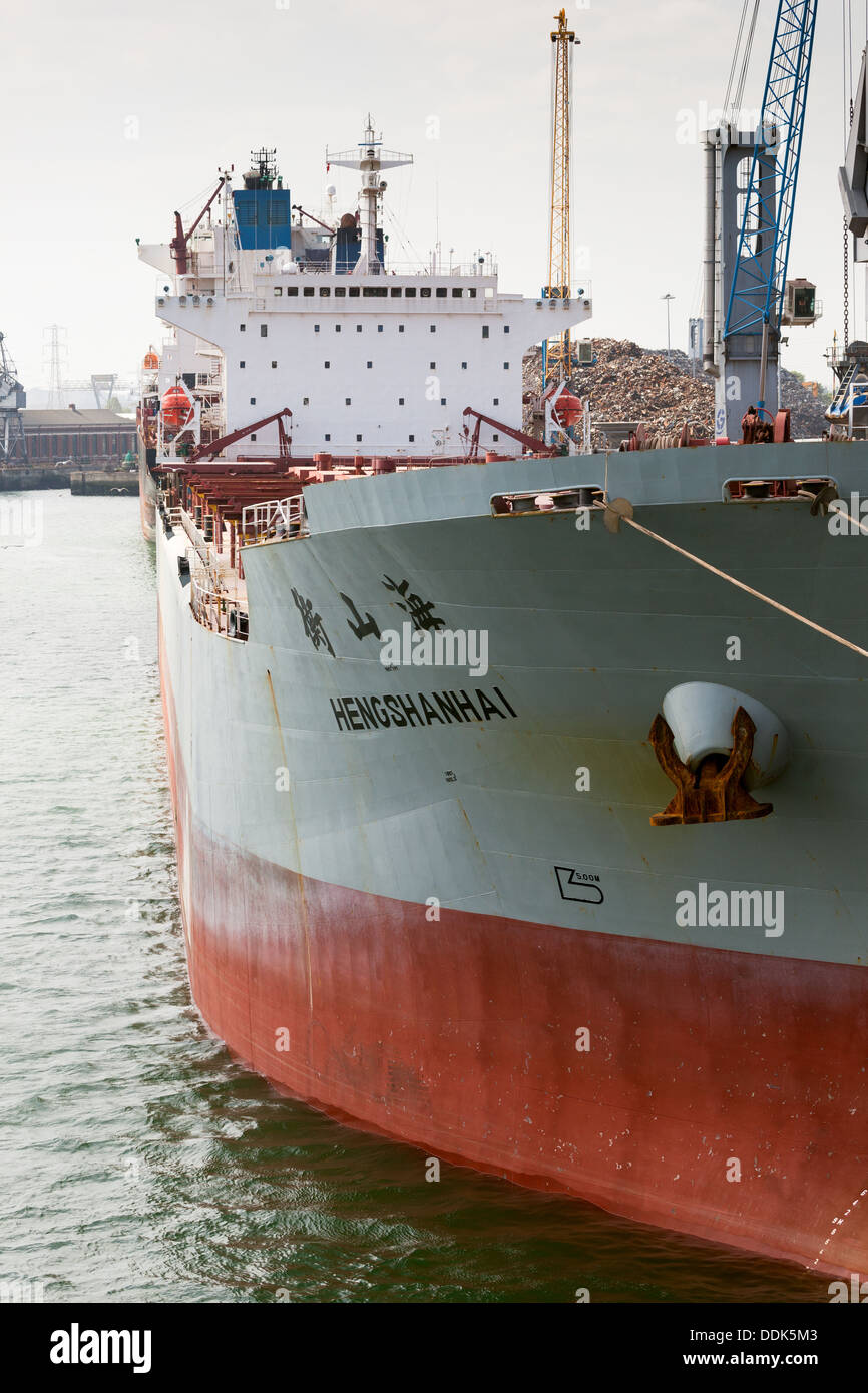 Chinesischen Frachter "Hengshanhai". Bulk-Carrier Entladung Ladung Southampton Docks UK Stockfoto