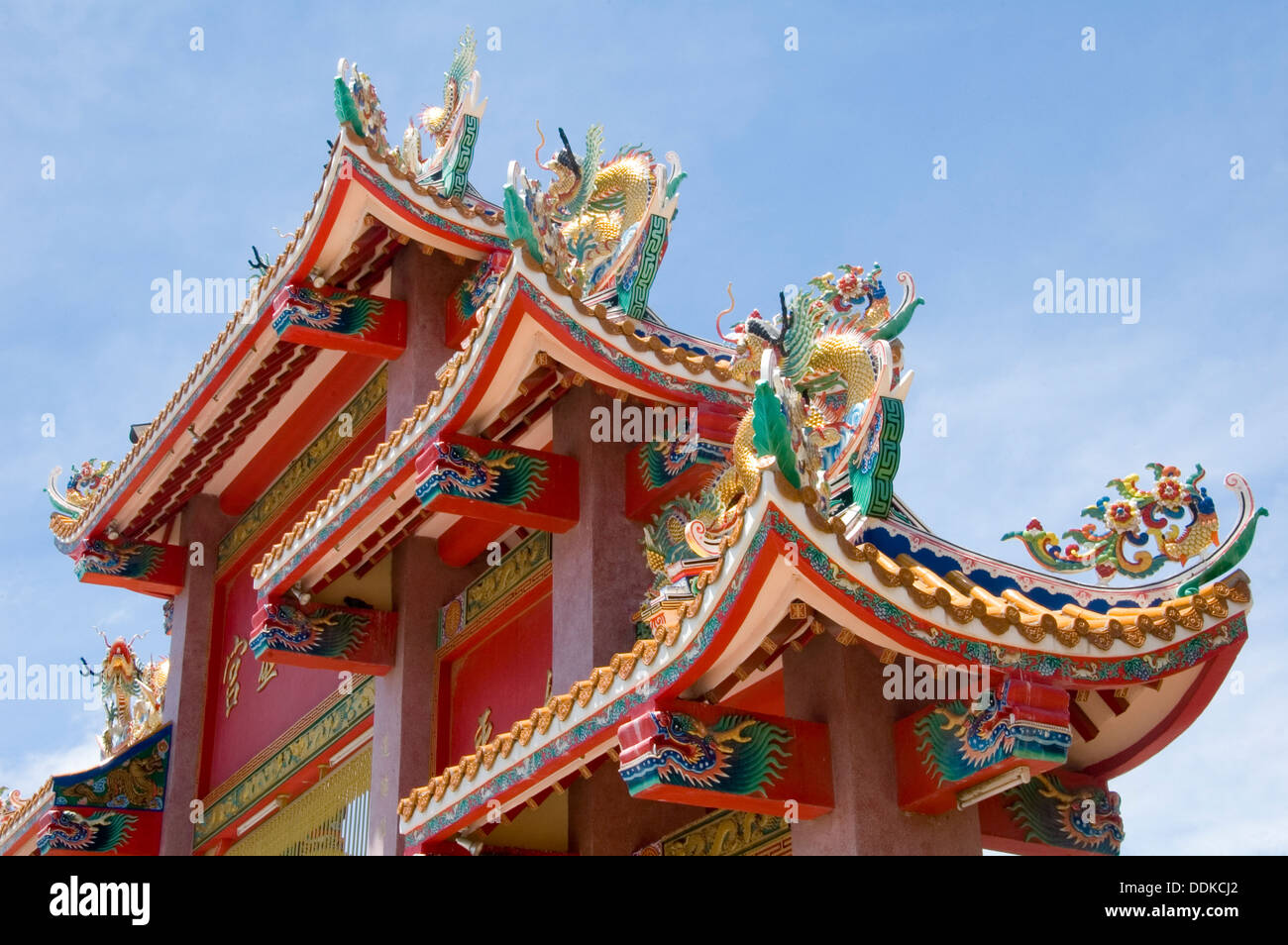 Pagodendach des chinesischen Tempel Ang Sila Chonburi Thailand Stockfoto