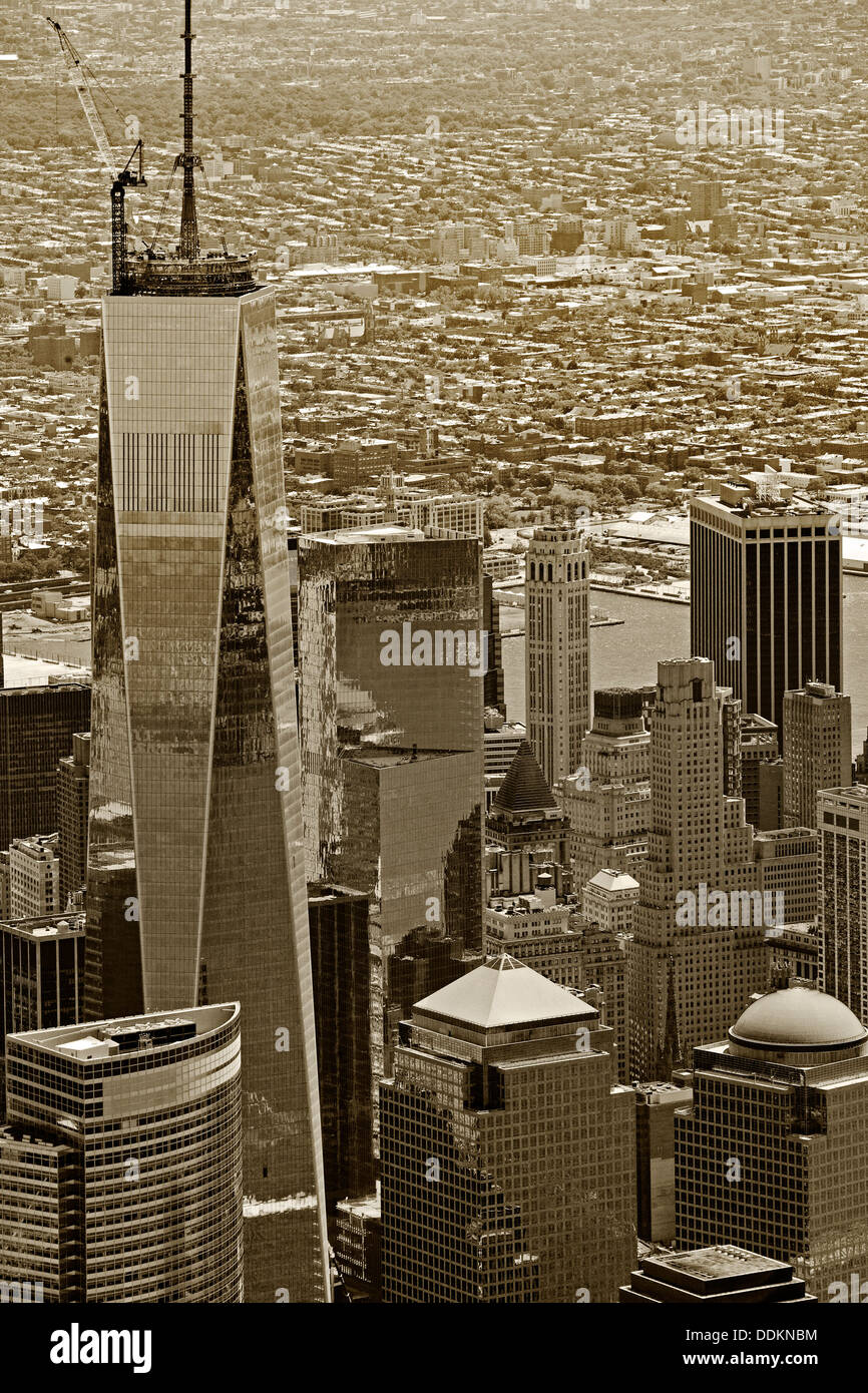 Luftaufnahme One World Trade Center, Manhattan, New York City Stockfoto