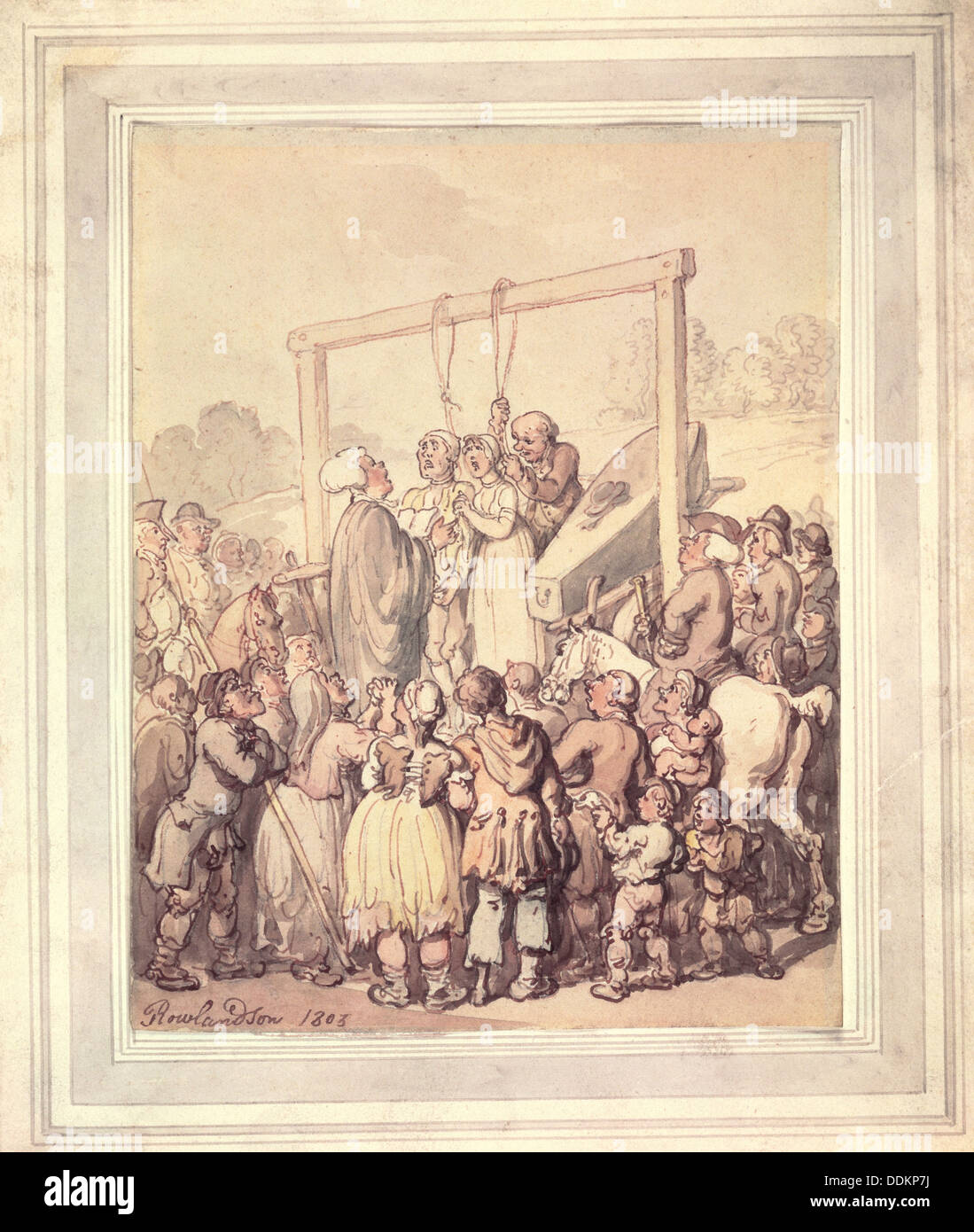 Ausführung in Tyburn, 1803. Künstler: Thomas Rowlandson Stockfoto