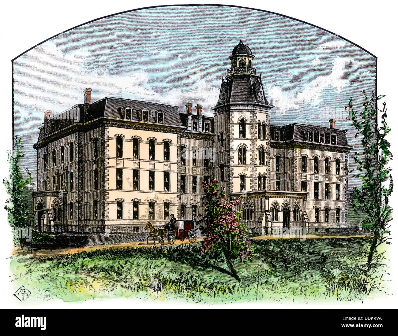 Howard University in Washington, DC, 1880. Hand - farbige Holzschnitt Stockfoto