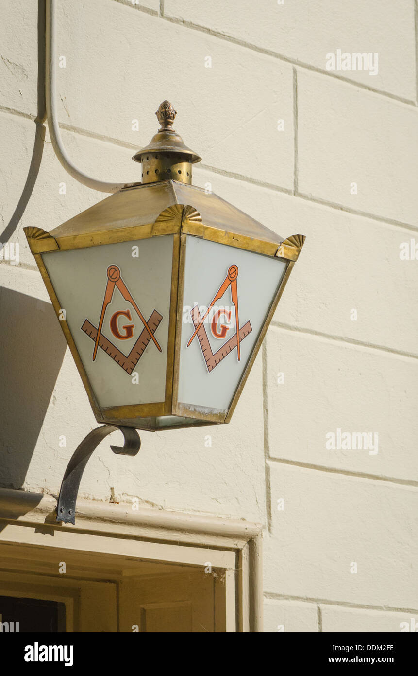 Masonic Lodge anmelden Schwingtor Licht in Niagara-on-the-Lake, Ontario, Kanada. Stockfoto