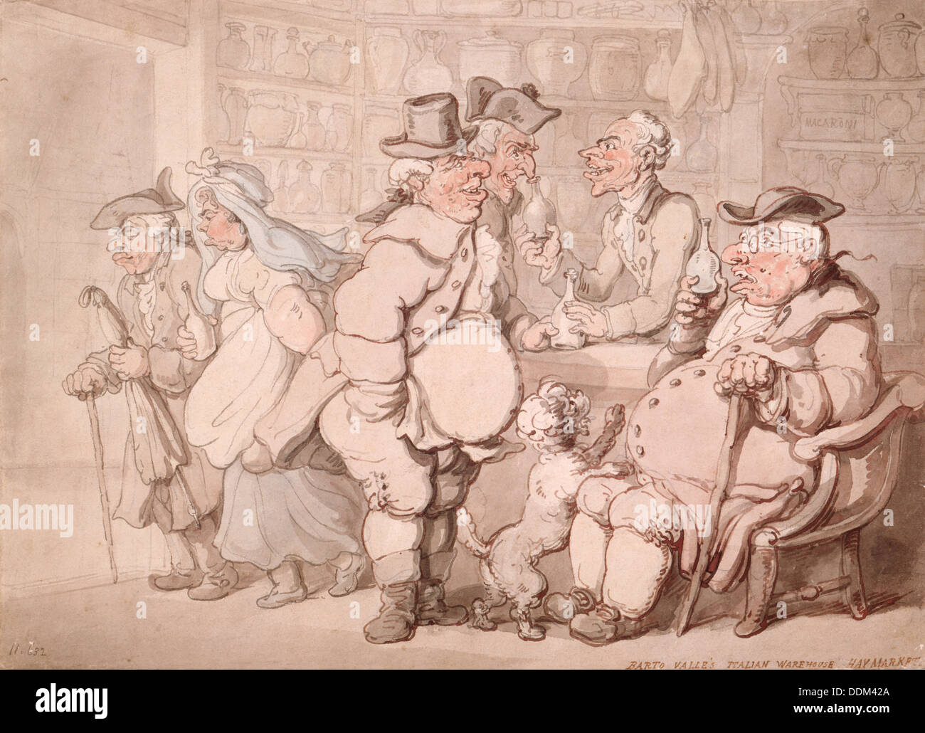 Barto Valles italienischen Lager, Haymarket, London. Künstler: Thomas Rowlandson Stockfoto