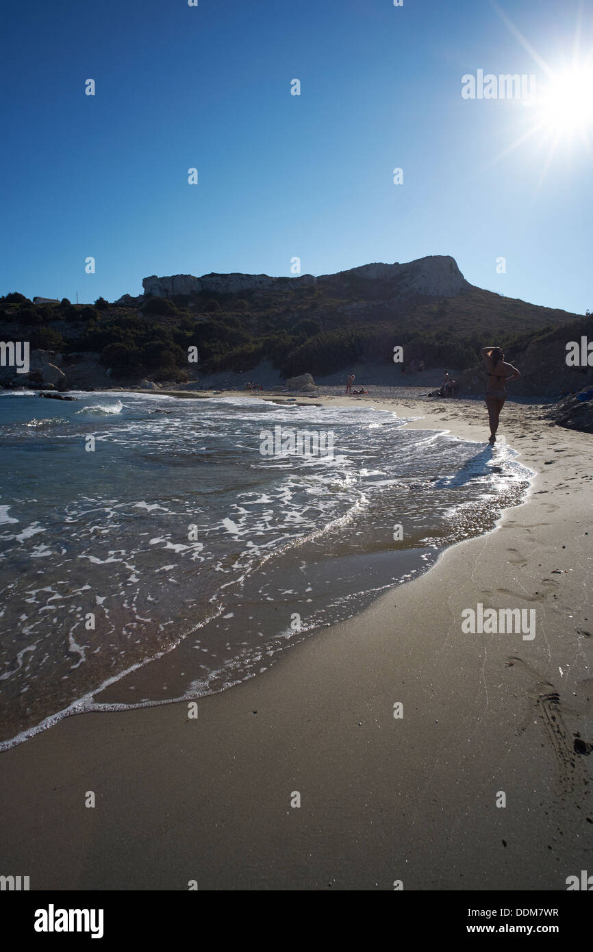 Der Strand von Agios Georgios Drakano, Ikaria, Griechenland, eines der mediterranen's schönsten Strände. Stockfoto