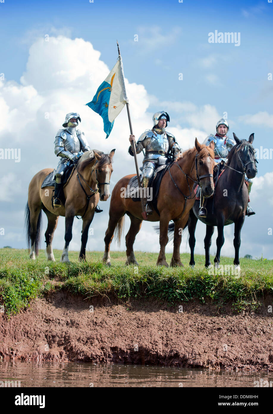 Der "Berkeley Scharmützel" mittelalterliche Re-Enactments in Berkeley Castle in der Nähe von Gloucester wo der 500. Jahrestag der Schlacht von Fl Stockfoto