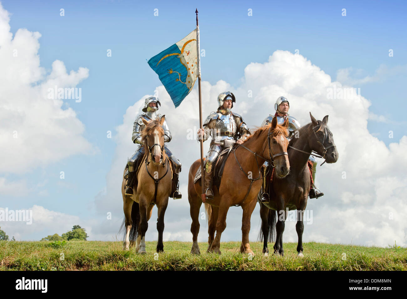Der "Berkeley Scharmützel" mittelalterliche Re-Enactments in Berkeley Castle in der Nähe von Gloucester wo der 500. Jahrestag der Schlacht von Fl Stockfoto