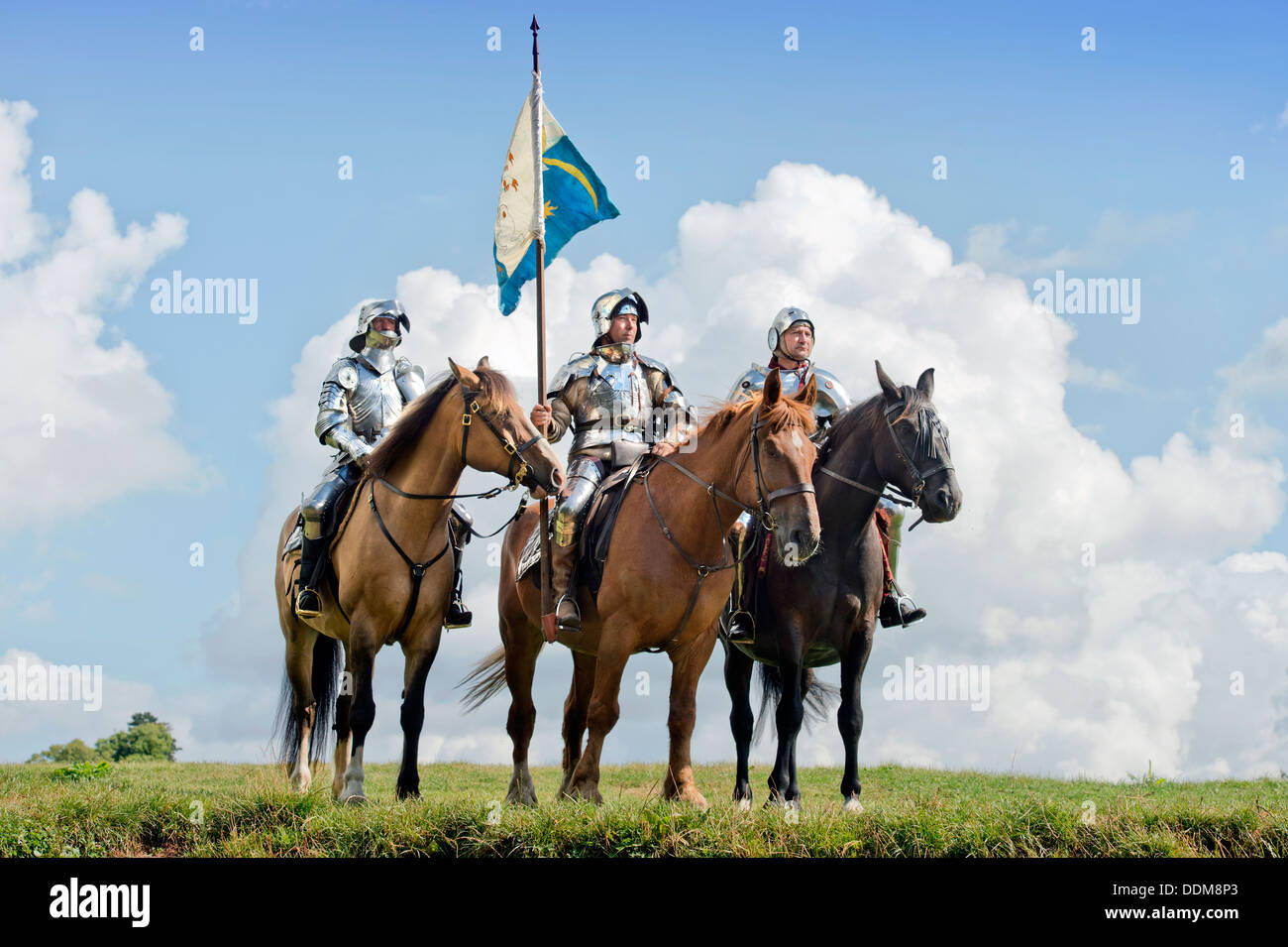 Der "Berkeley Scharmützel" mittelalterliche Re-Enactments in Berkeley Castle in der Nähe von Gloucester wo der 500. Jahrestag der Schlacht von Fl Stockfoto