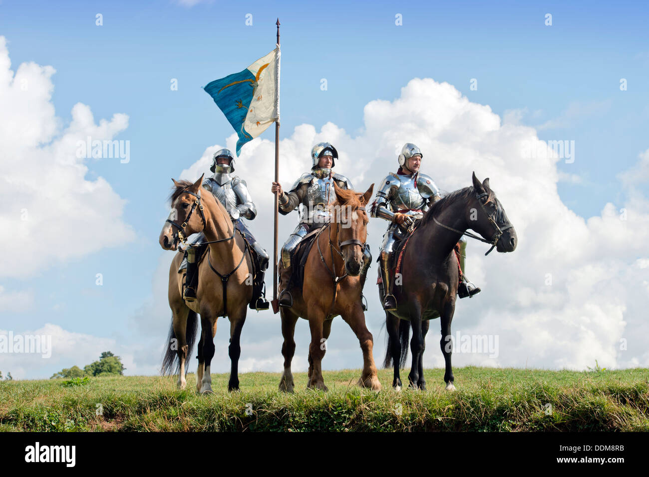 Der "Berkeley Scharmützel" mittelalterliche Re-Enactments in Berkeley Castle in der Nähe von Gloucester wo der 500. Jahrestag der Schlacht von Fl Stockfoto