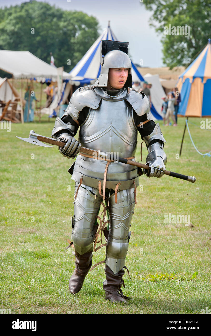 Der "Berkeley Scharmützel" mittelalterlichen Reinactments in Berkeley Castle in der Nähe von Gloucester wo der 500. Jahrestag der Schlacht von Fl Stockfoto
