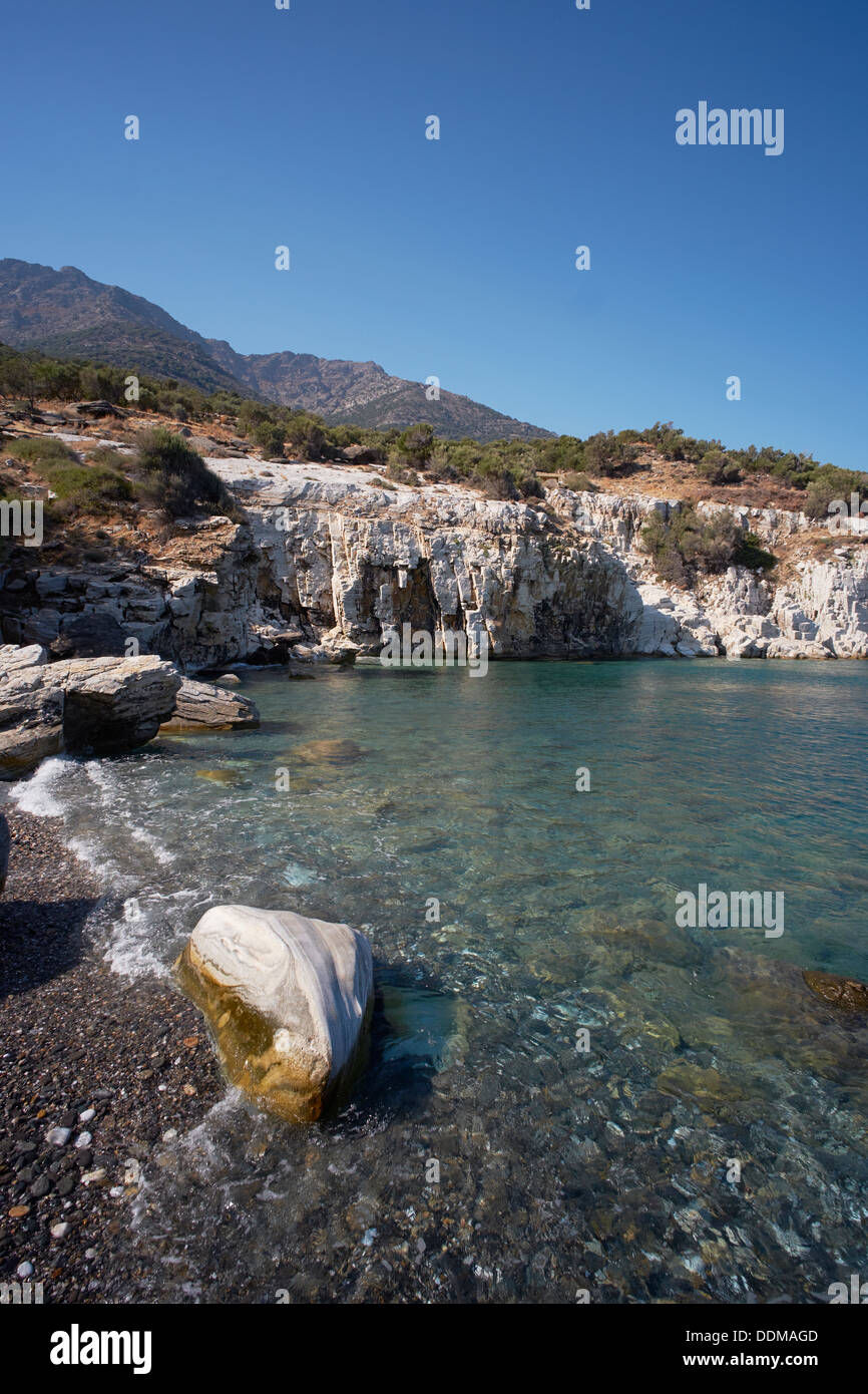 Gialia Strand, in der Nähe der Felsen Icaris, Ikaria, Griechenland Stockfoto