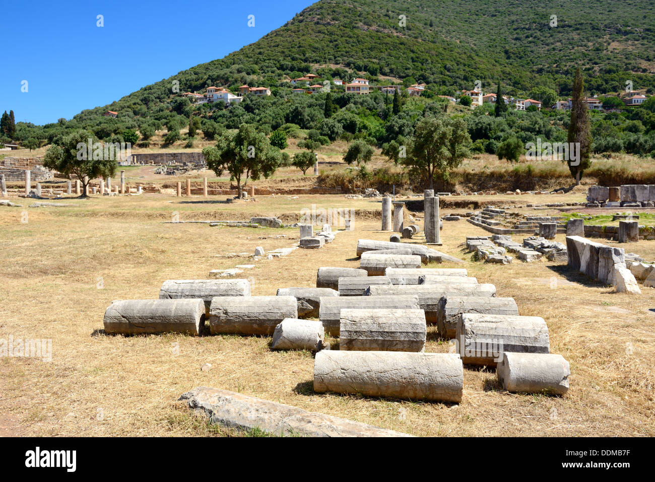 Die Ruinen im antiken Messene (Messenien), Peloponnes, Griechenland Stockfoto