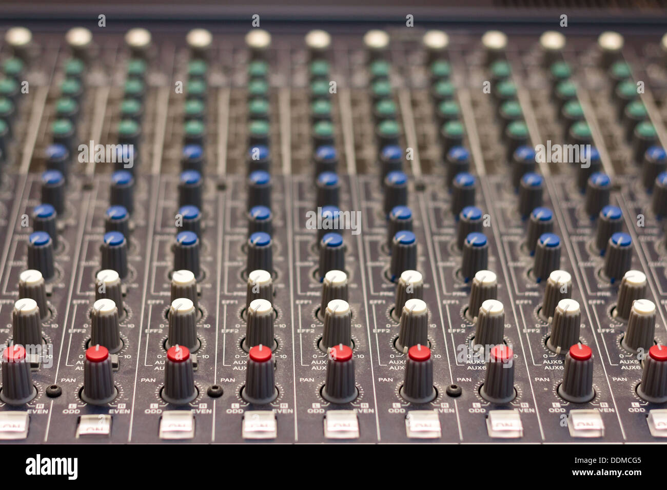 Selektiven Fokus auf Audio-Mixer Stockfoto