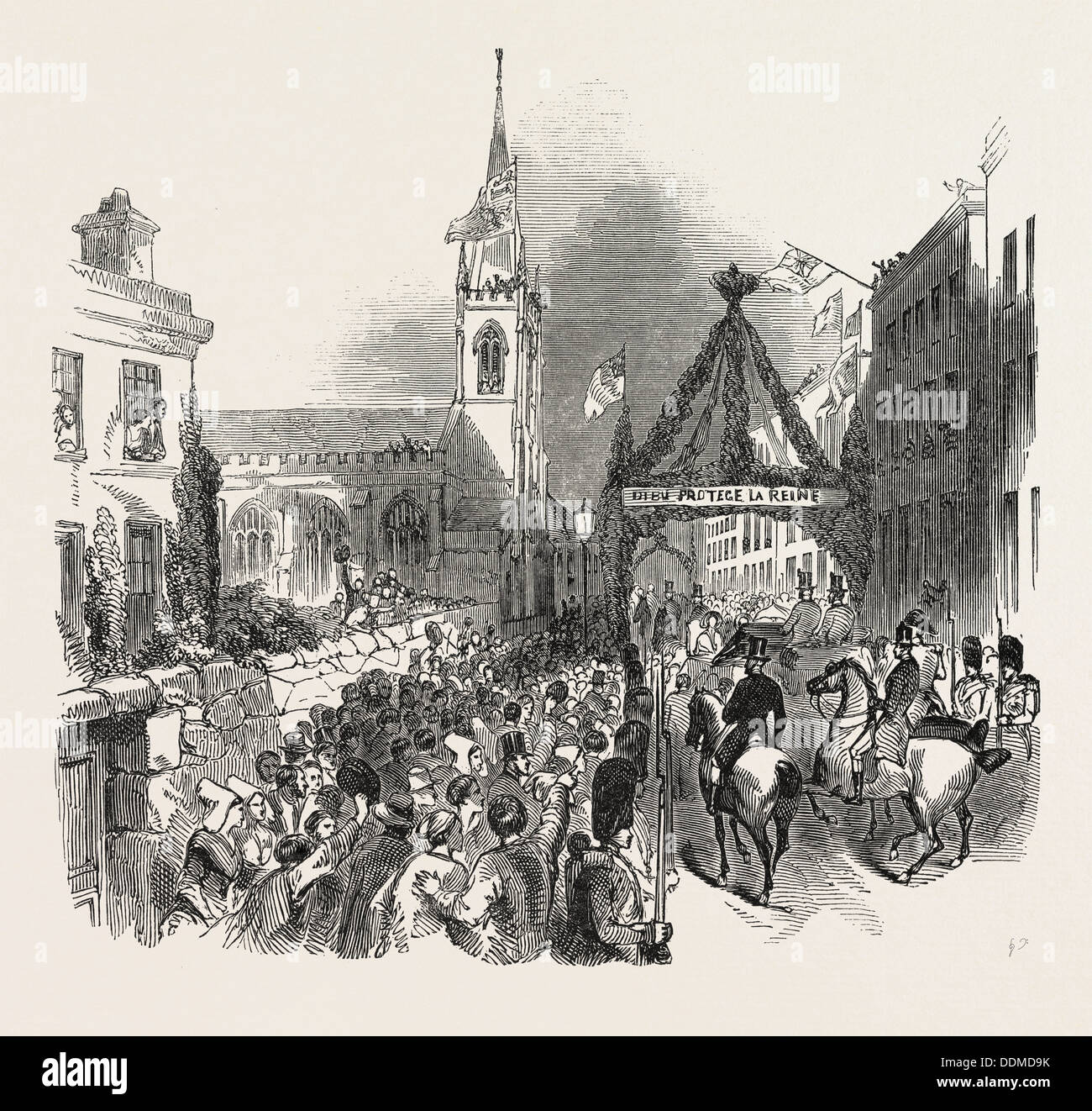 KÖNIGIN VICTORIA PASSING MARKUSKIRCHE, JERSEY, 1846 Stockfoto