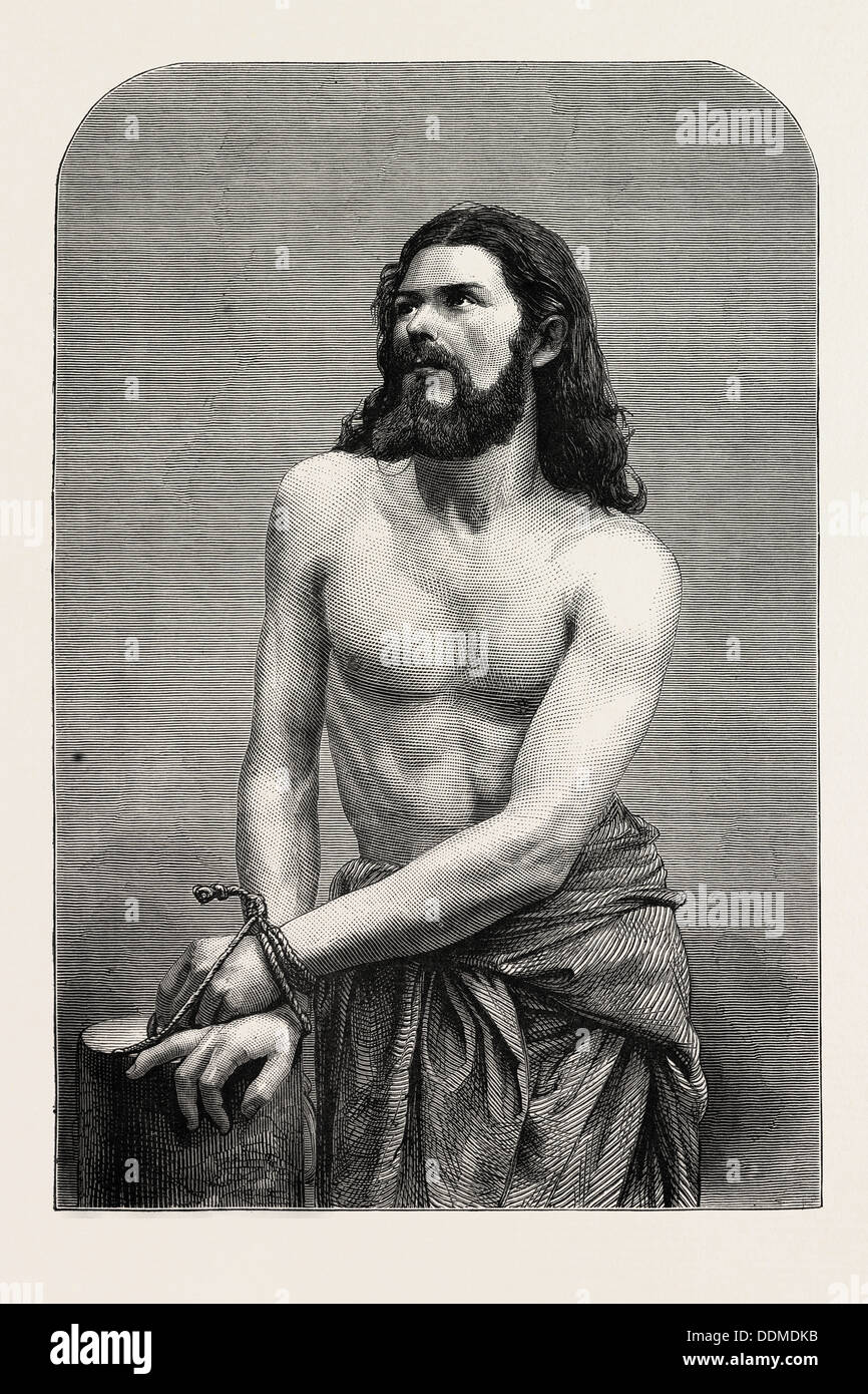 DIE OBERAMMERGAUER PASSIONSSPIELE: JOSEF MAIR (DER CHRISTUS), BAYERN, BAYERN, DEUTSCHLAND, 1870 Stockfoto
