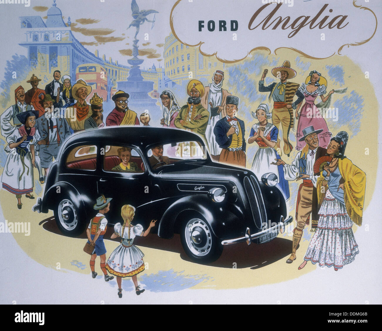 Plakat werbung der Ford Anglia Auto. Artist: Unbekannt Stockfoto